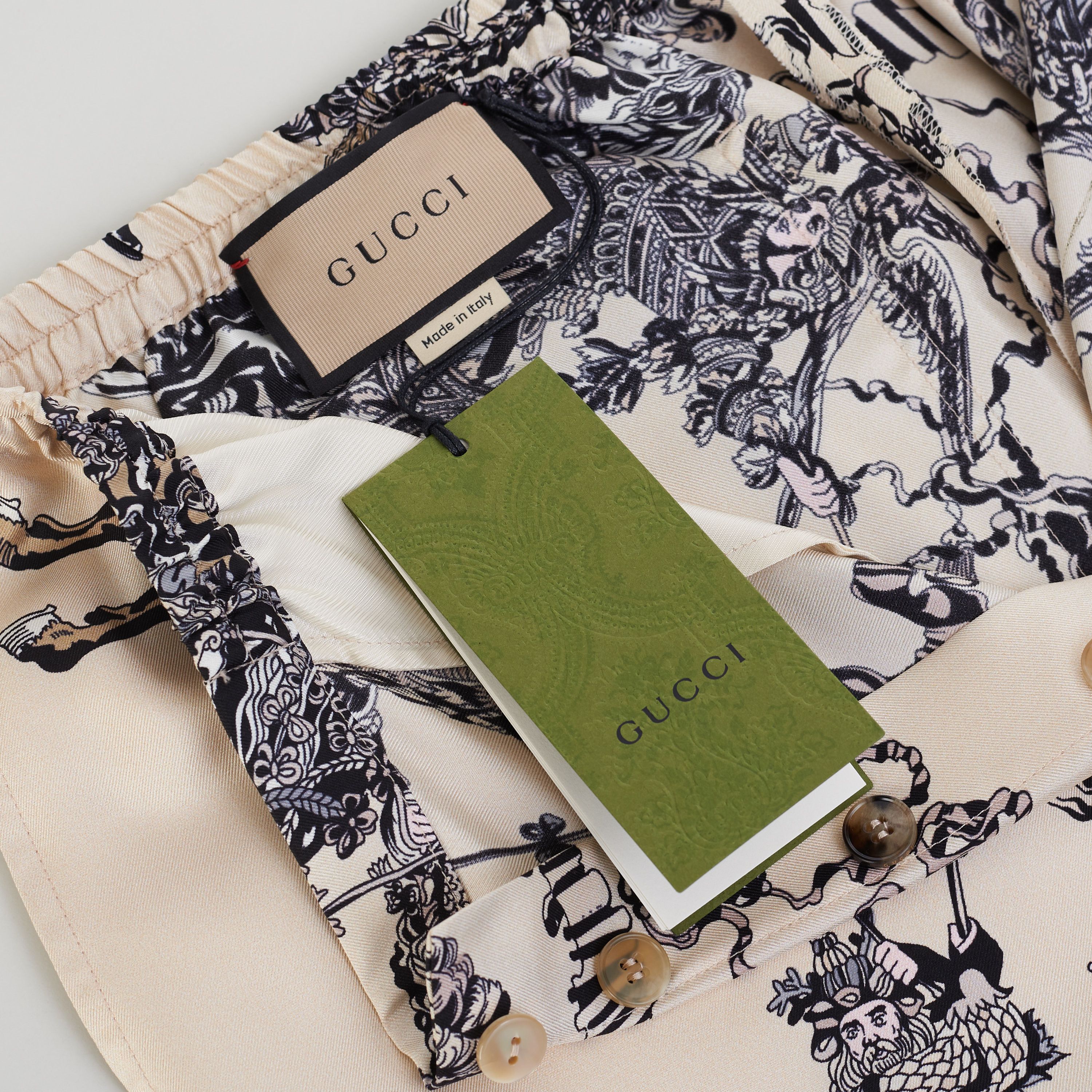 Gucci Silk Short With Roi Soleil Print In Ivory And Black Size US 34 / EU 50 - 9 Thumbnail