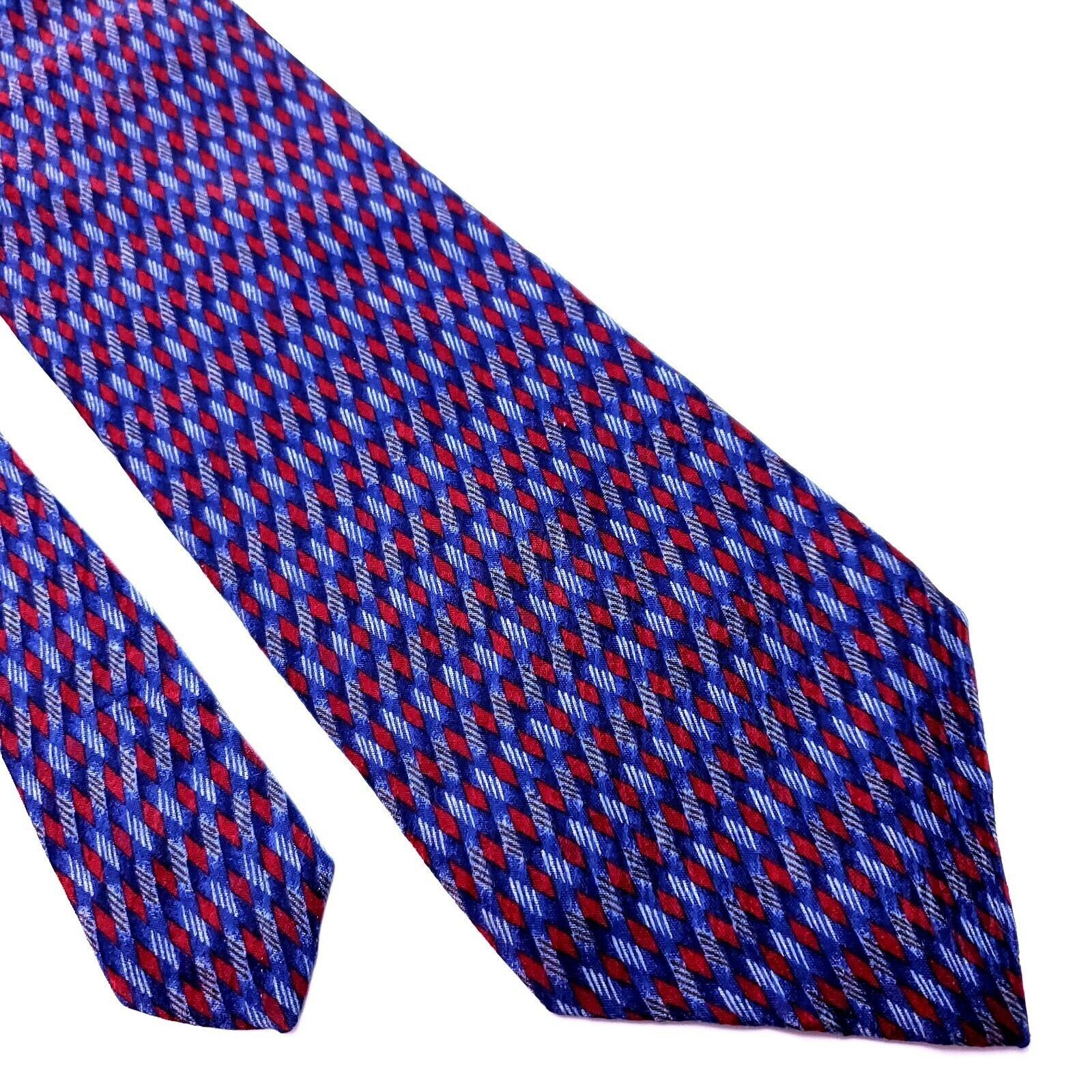Calvin Klein Calvin Klein Silk Tie Blue Red Print Geometric Size ONE SIZE - 1 Thumbnail