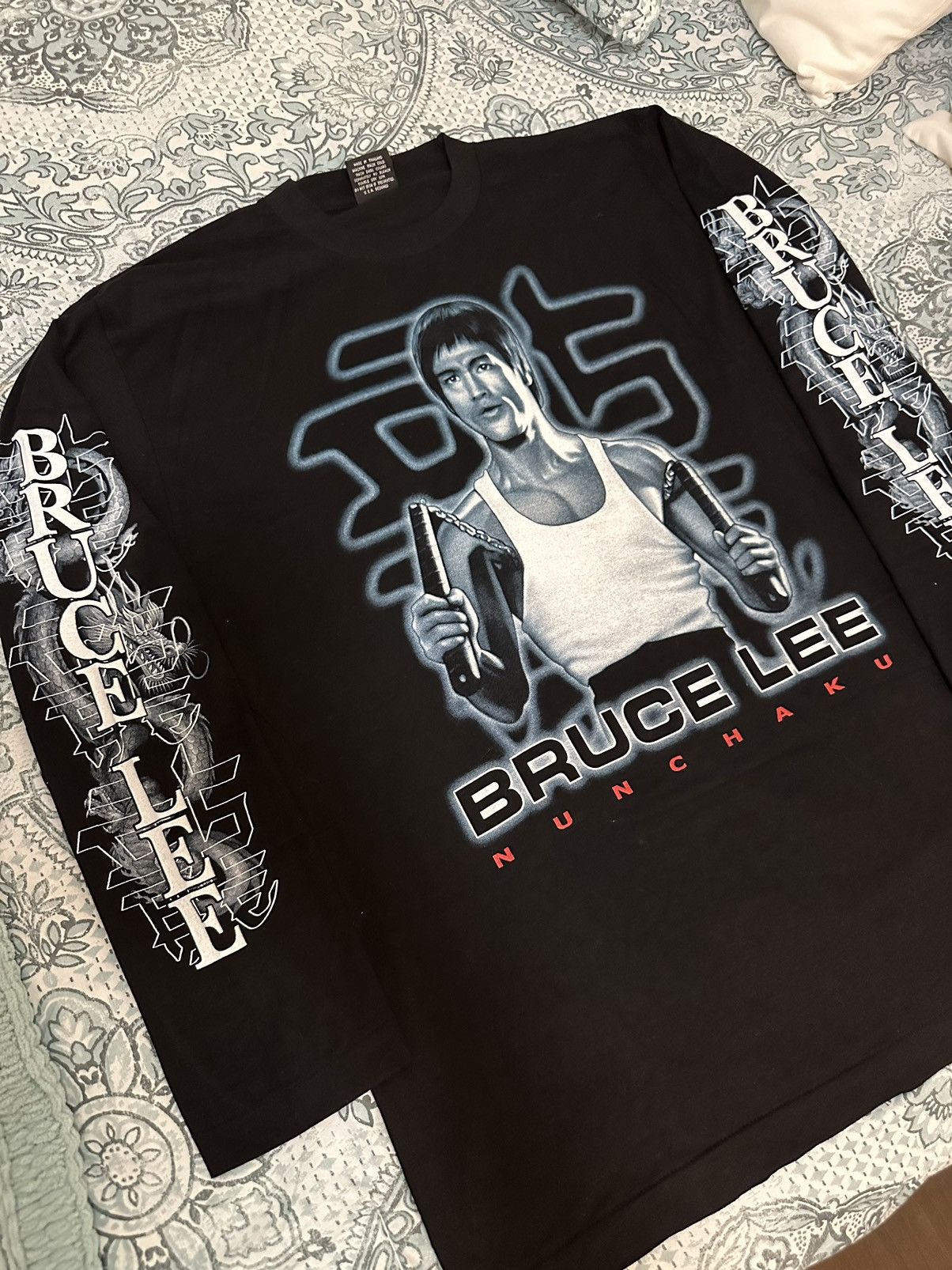 Vintage Vintage 90s single stitch Bruce Lee the dragon long sleeve Size US XL / EU 56 / 4 - 4 Thumbnail