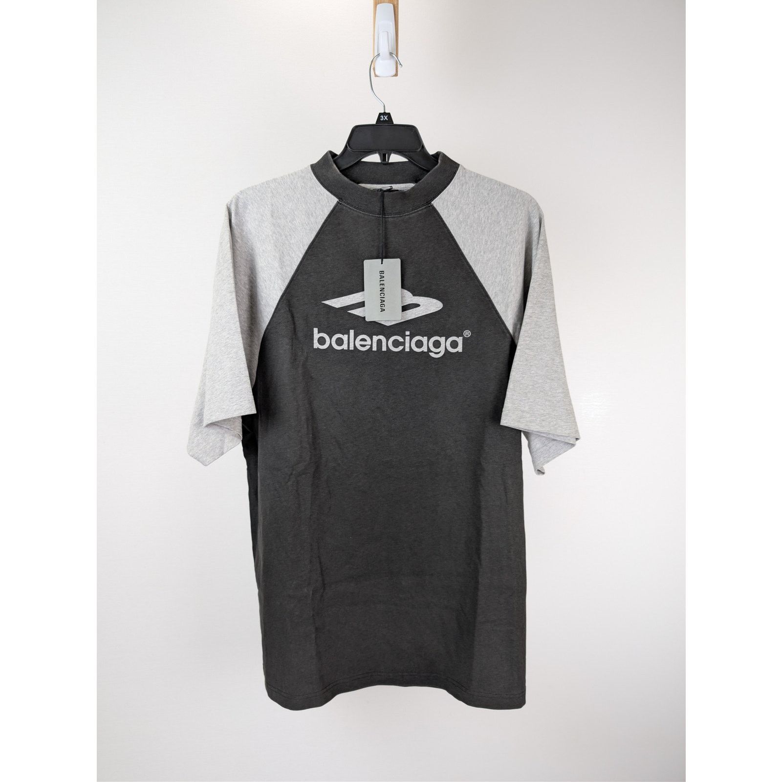 Balenciaga o1rshd1 Neg Print Raglan Oversized T-Shirt in Heather Grey Size US S / EU 44-46 / 1 - 8 Thumbnail