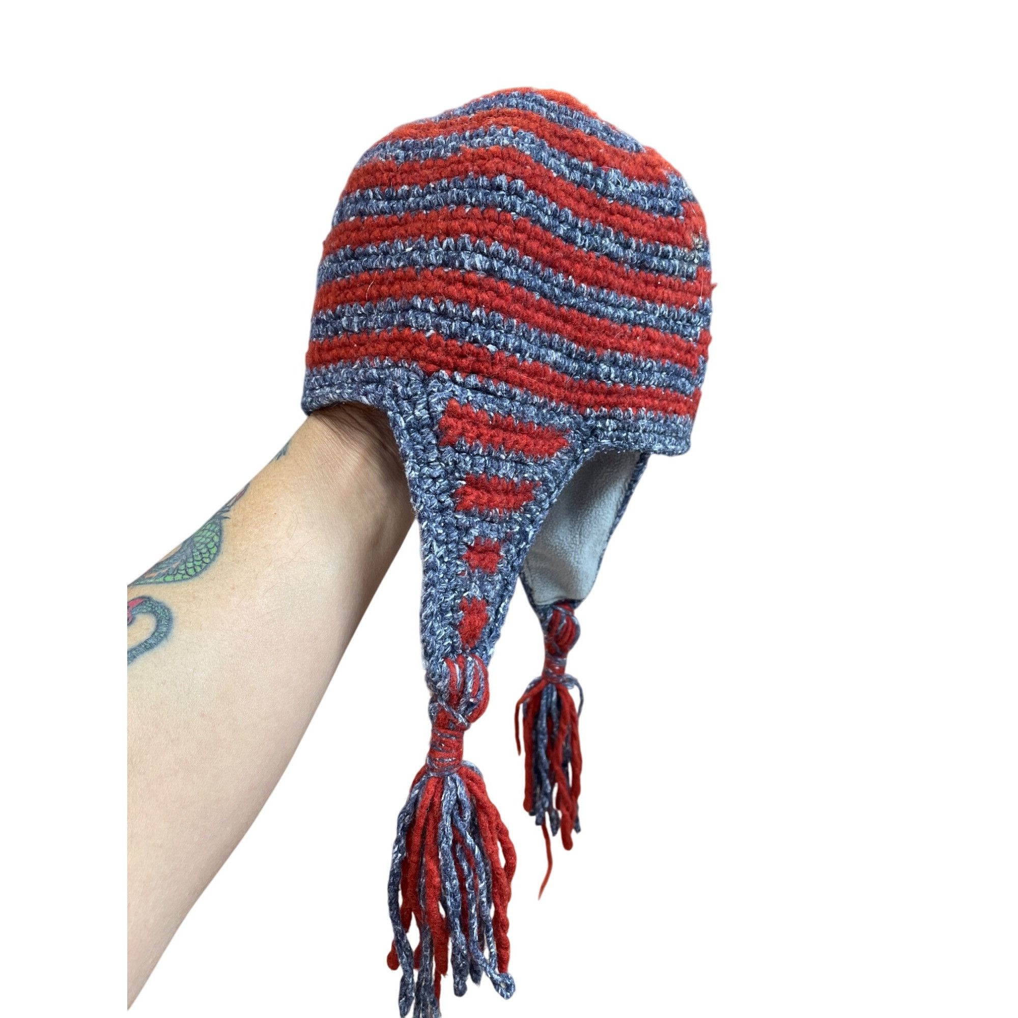 Other Native Creation Handmade gray red wool Earflap winter hat SK Size ONE SIZE - 6 Thumbnail