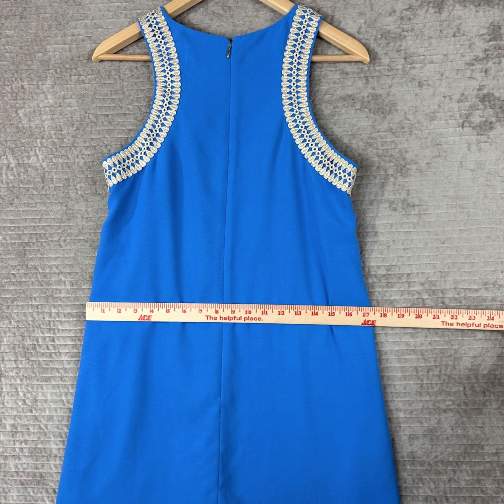 Lilly Pulitzer Lilly Pulitzer Blue Sleeveless Shift Dress Gold Soutache Trim Size 8 012744 Size M / US 6-8 / IT 42-44 - 6 Thumbnail