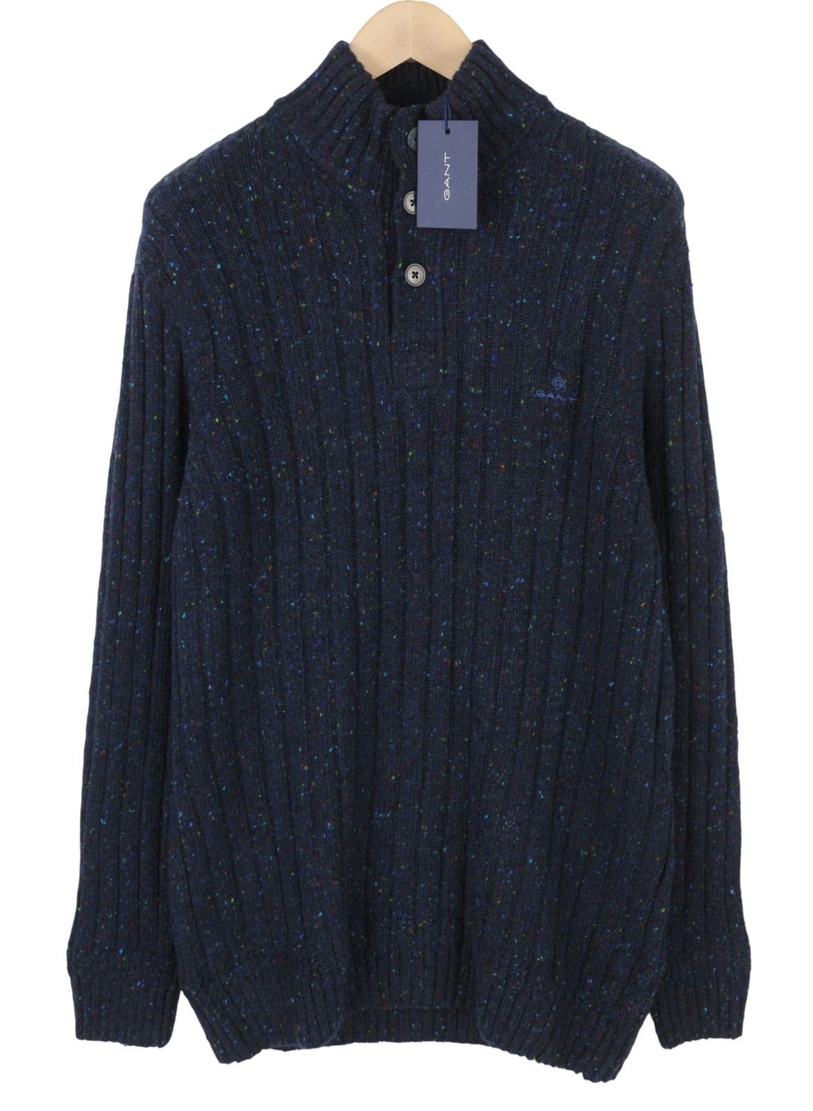 Gant NEPS BUTTONS MOCK NECK 2XL Evening Blue Wool Blend 87250 Size US XXL / EU 58 / 5 - 1 Thumbnail