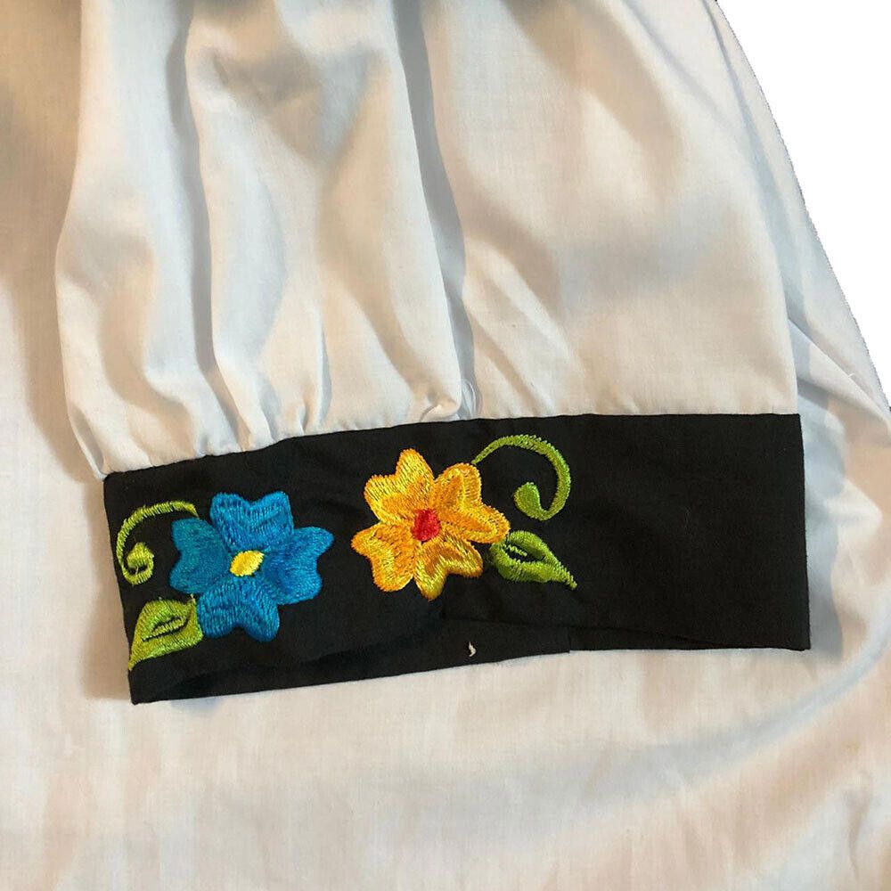 Designer Used White Hand Made Embroidered Flower Blouse M Size M / US 6-8 / IT 42-44 - 4 Thumbnail