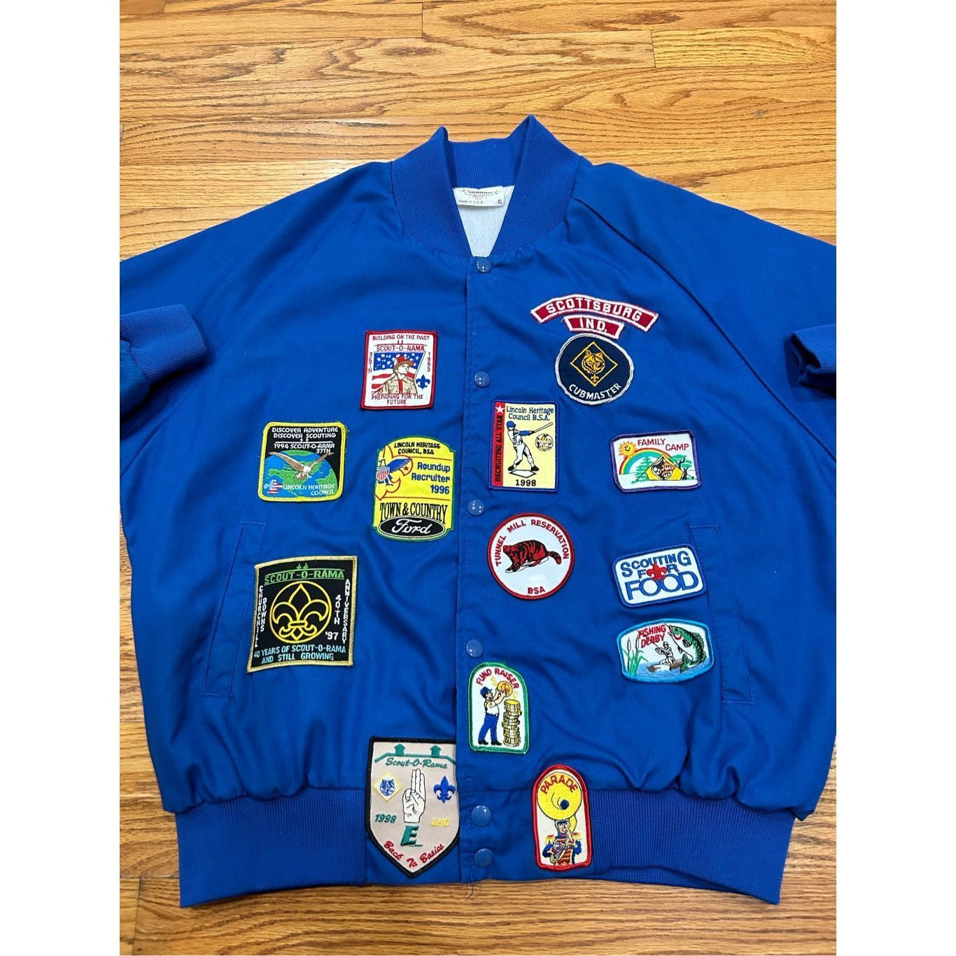 image of VTG 90's Boy Scouts Jacket Coach Blue Patches Retro Outdoor B, Men's (Size XL)