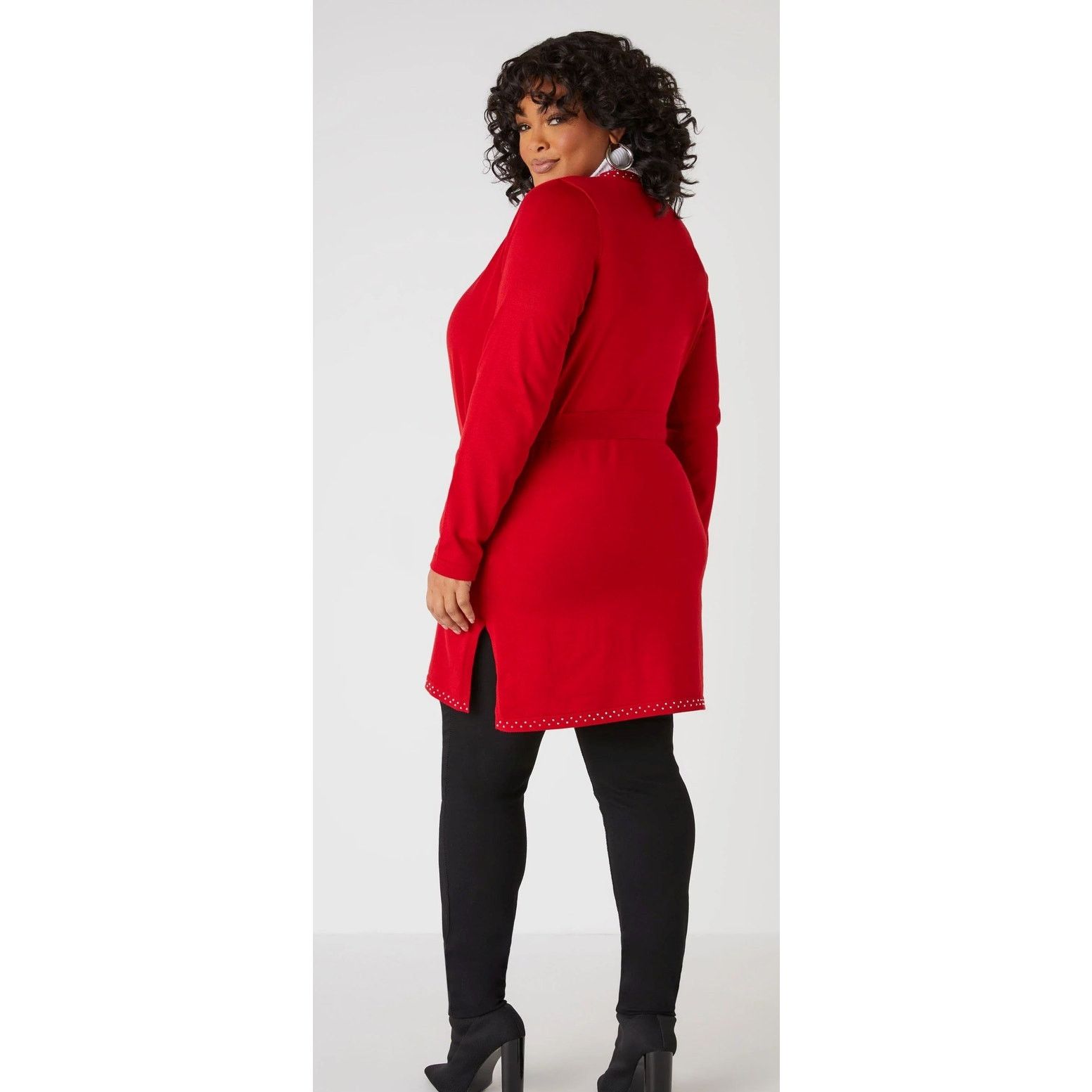 Other Women's Size 18/20 | Crystal Trim Belted Knit Cardigan | NEW Size XXL / US 16-18 / IT 52-54 - 2 Thumbnail