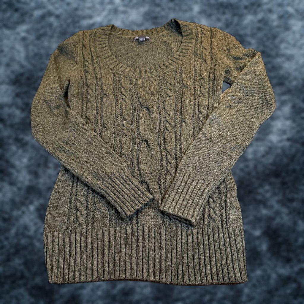 Gap GAP Cable Knit Sweater Olive Green Scoop Neck Long Sleeve Women Small Size S / US 4 / IT 40 - 1 Thumbnail