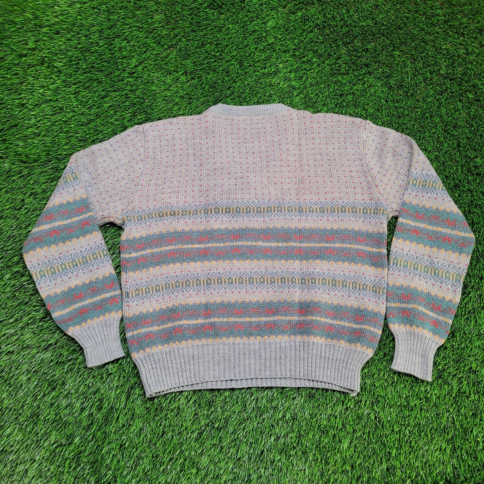 Sears VTG 80s Sears Boxy Crop Fair Isle Sweater Tapered Hem Large Size US L / EU 52-54 / 3 - 4 Thumbnail