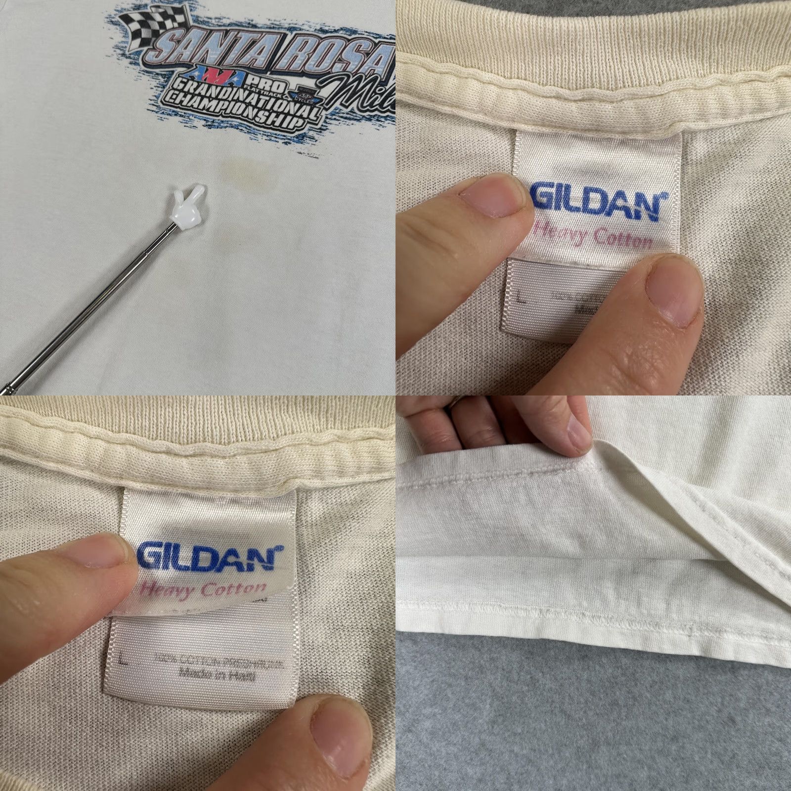 Gildan Santa Rosa Mile Shirt Mens L White Gildan Heavy Cotton Graphic Tee Racing Motorcycle AMA Pro Flat Track Back Logo Front Chest Crew Neck Short Sleeve Size US L / EU 52-54 / 3 - 8 Thumbnail