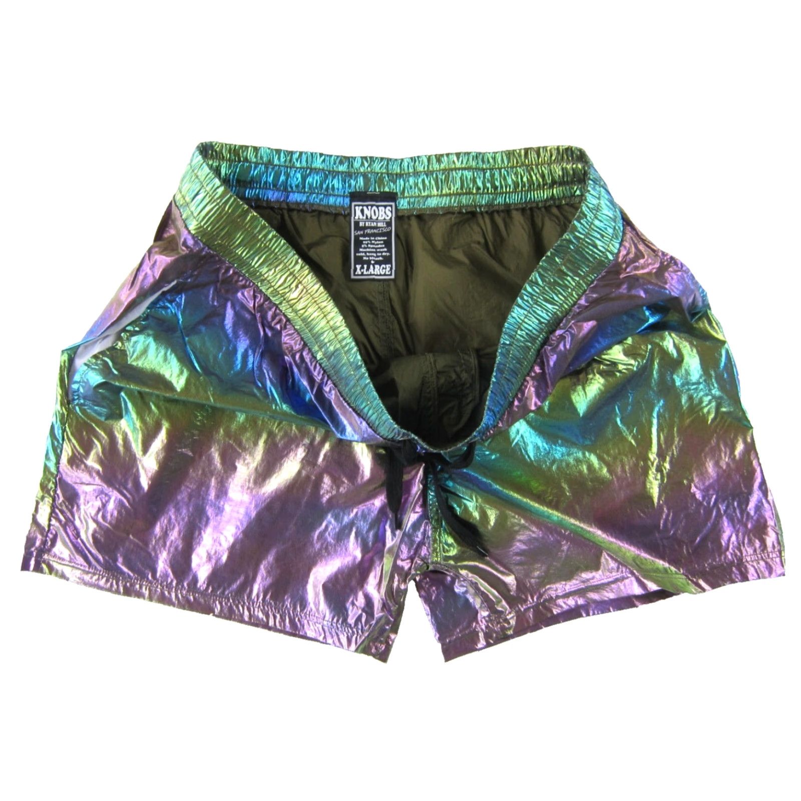 X-LARGE Knobs Knobs By Bryan Hill San Francisco Nylon Pink Green Metallic Shorts Men X-Large Shirt Mens XL Nylon Green Shorts Size US 36 / EU 52 - 4 Thumbnail