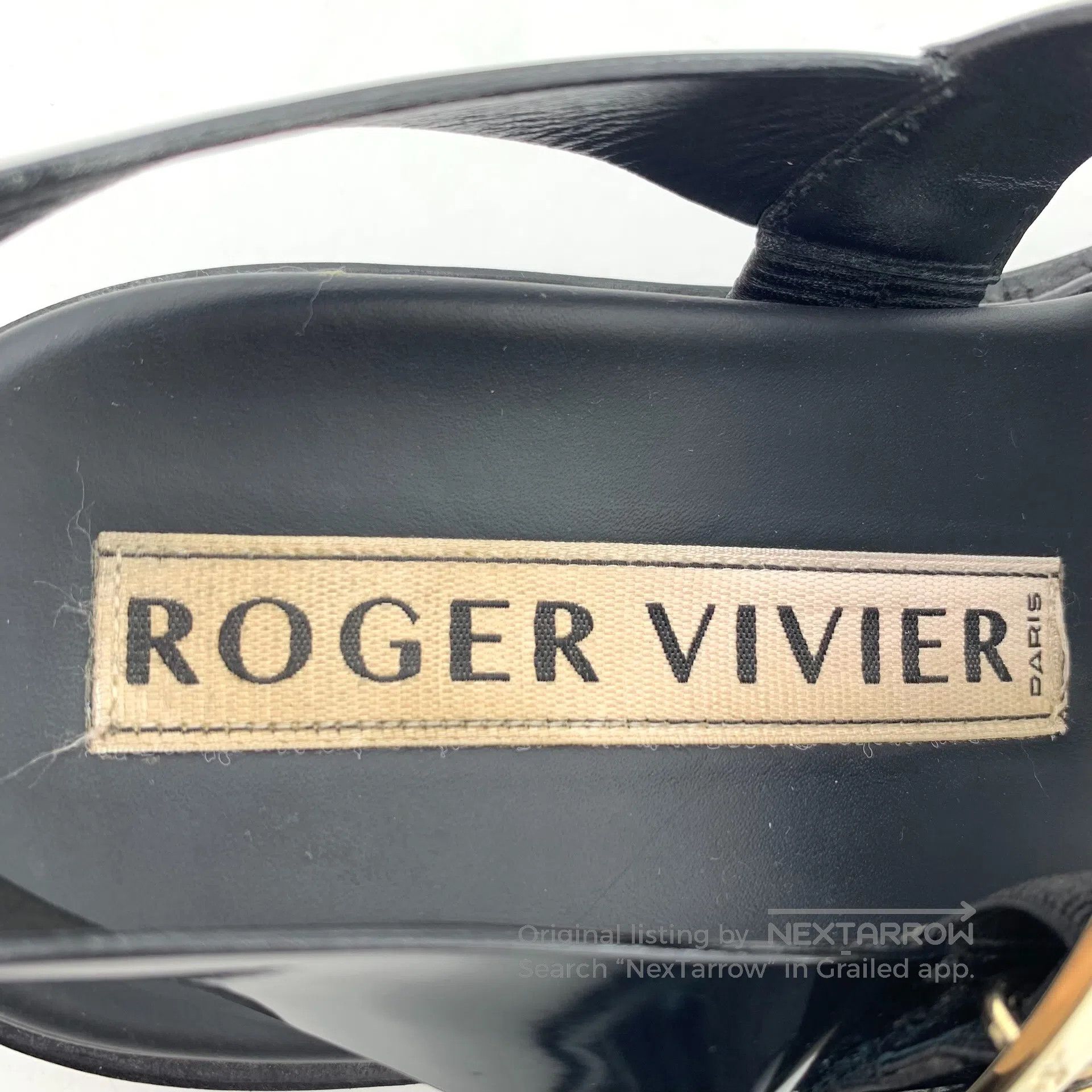 Roger Vivier Roger Vivier Black Square Buckle Lacing Casual Flat Sandal Size US 6.5 / IT 36.5 - 7 Thumbnail