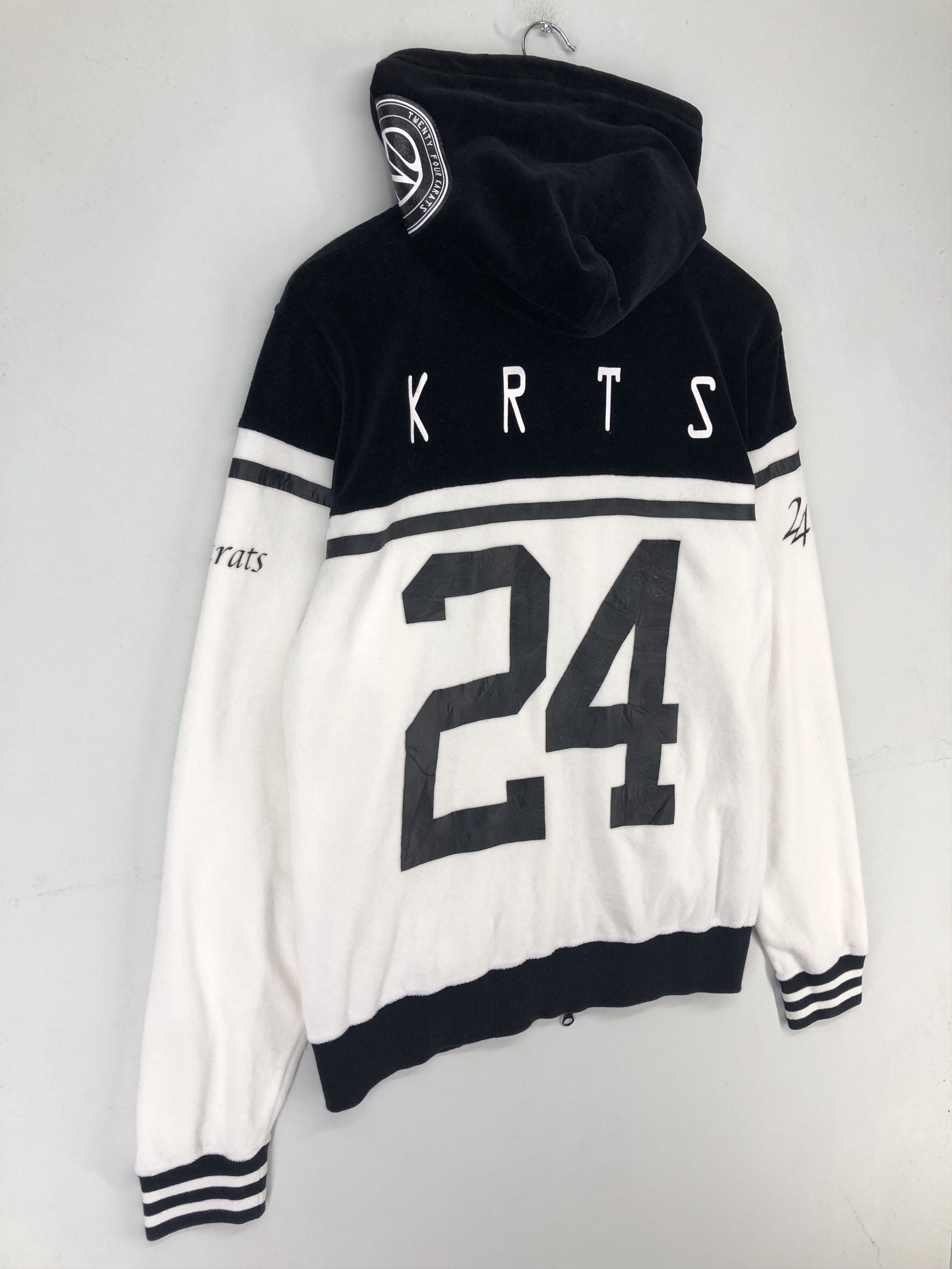 Japanese Brand 24karats Velour Full-Zip Track Jacket In Black And White Size US M / EU 48-50 / 2 - 6 Thumbnail