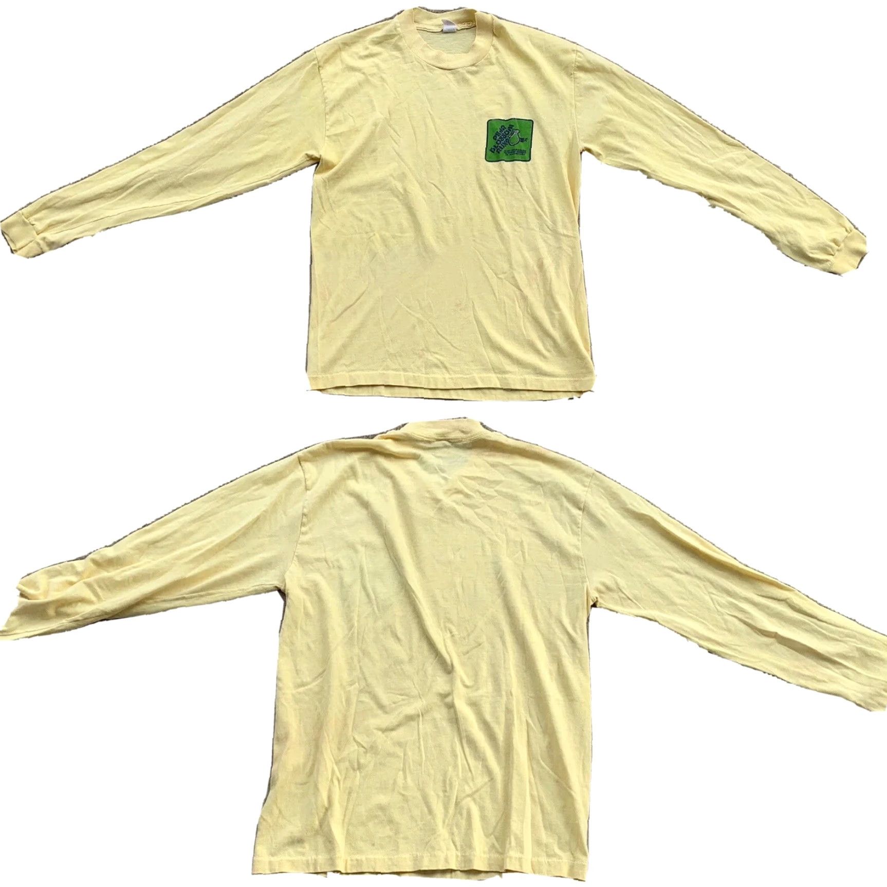 Vintage VINTAGE The Knits Shirt Mens 70s 80s Pear Blossom Run Mini Marathon Medford Oregon T Shirt Yellow Cotton Blend Long Sleeve Graphic Tee Size US L / EU 52-54 / 3 - 5 Thumbnail