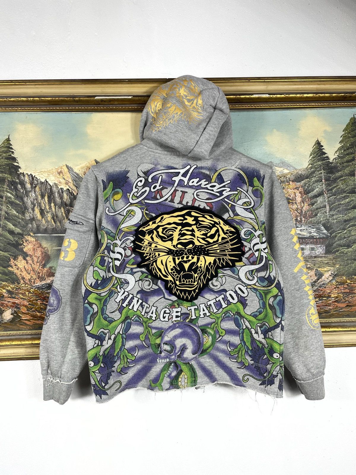 Christian Audigier × Ed Hardy × Vintage Ed Hardy Retro 00s Hoodie Affliction Grunge HipHop Swag Drip Size S / US 4 / IT 40 - 2 Thumbnail