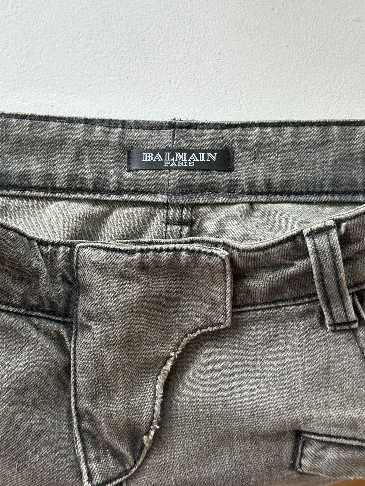 Balmain BALMAIN Decarnin SS 2010 Oil Stained Biker Denim Jeans zip Size 28" / US 6 / IT 42 - 21 Thumbnail