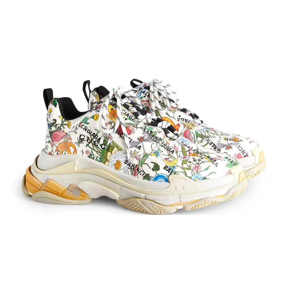 Balenciaga × Gucci Gucci x Balenciaga The Hacker Project Triple S Flora Print Size US 5.5 / EU 38 - 1 Thumbnail