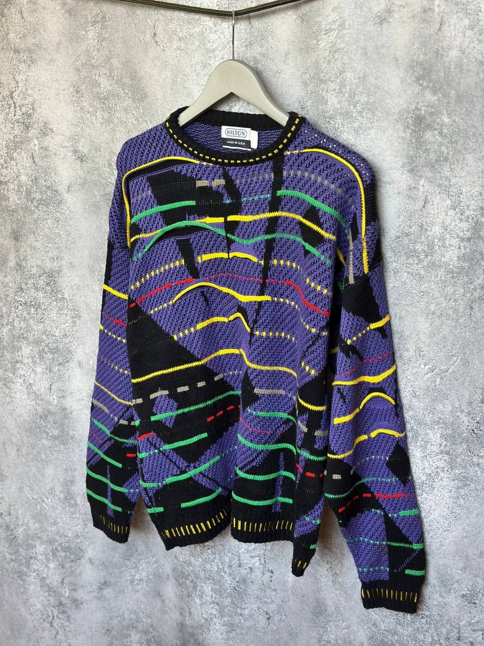 Coogi Hilton Coogi Style Knit Sweater USA 90s Acrylic Cubist Face Size US XL / EU 56 / 4 - 1 Thumbnail