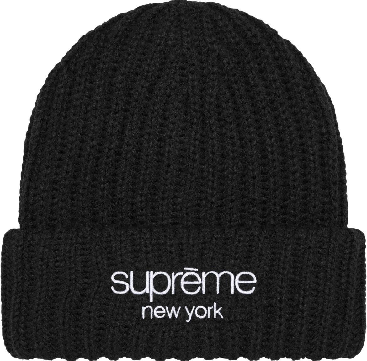Supreme Supreme Chunky Rib Classic Logo Beanie Black FW24 Size ONE SIZE - 1 Thumbnail