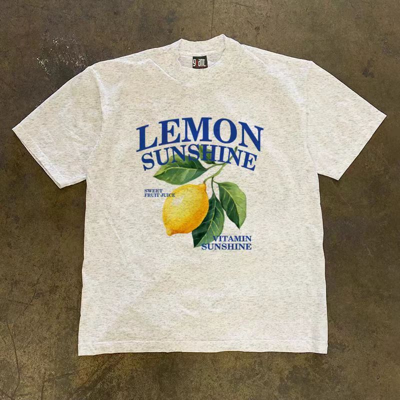 Japanese Brand × Vintage Gray casual retro lemon print loose t-shirt Size US M / EU 48-50 / 2 - 1 Thumbnail