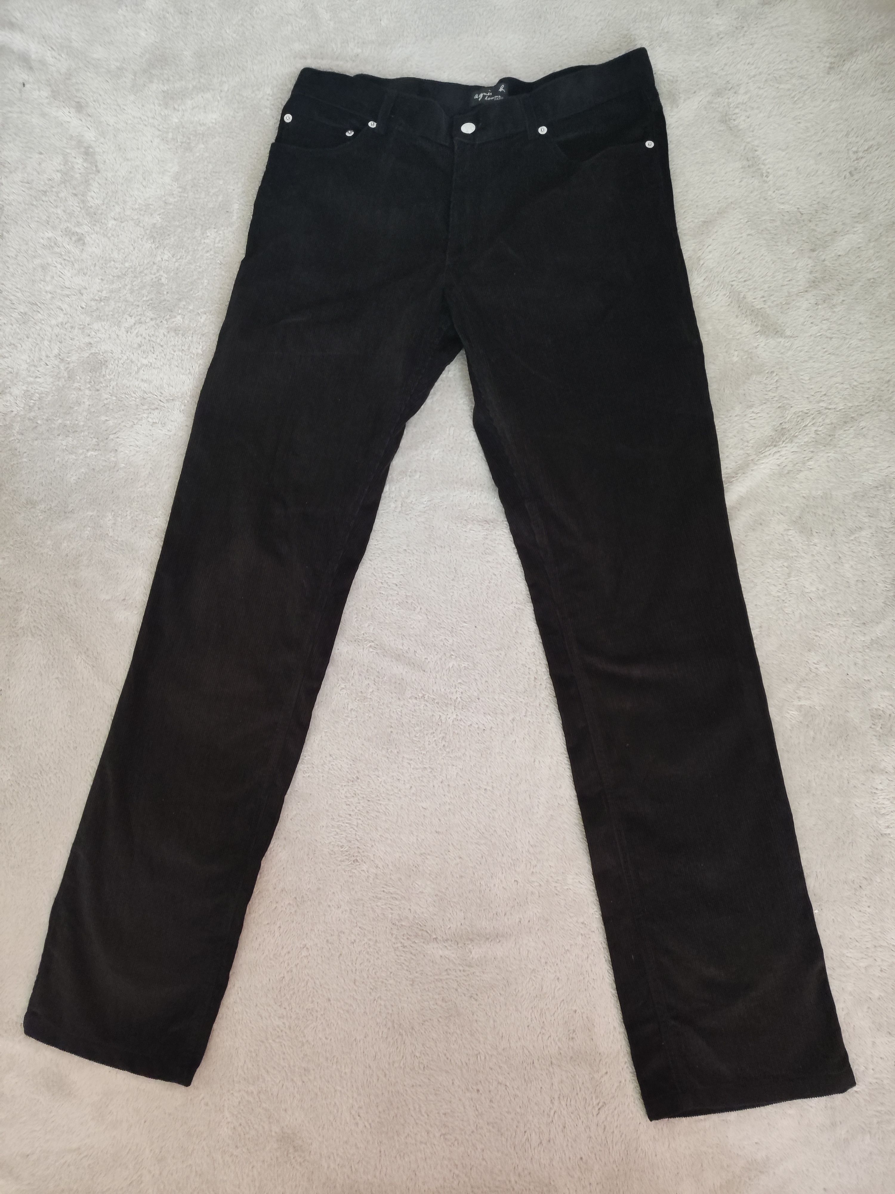 agnes b. agnès b. Black Corduroy Pants | French designer– Slim Fit Size US 35 - 1 Thumbnail