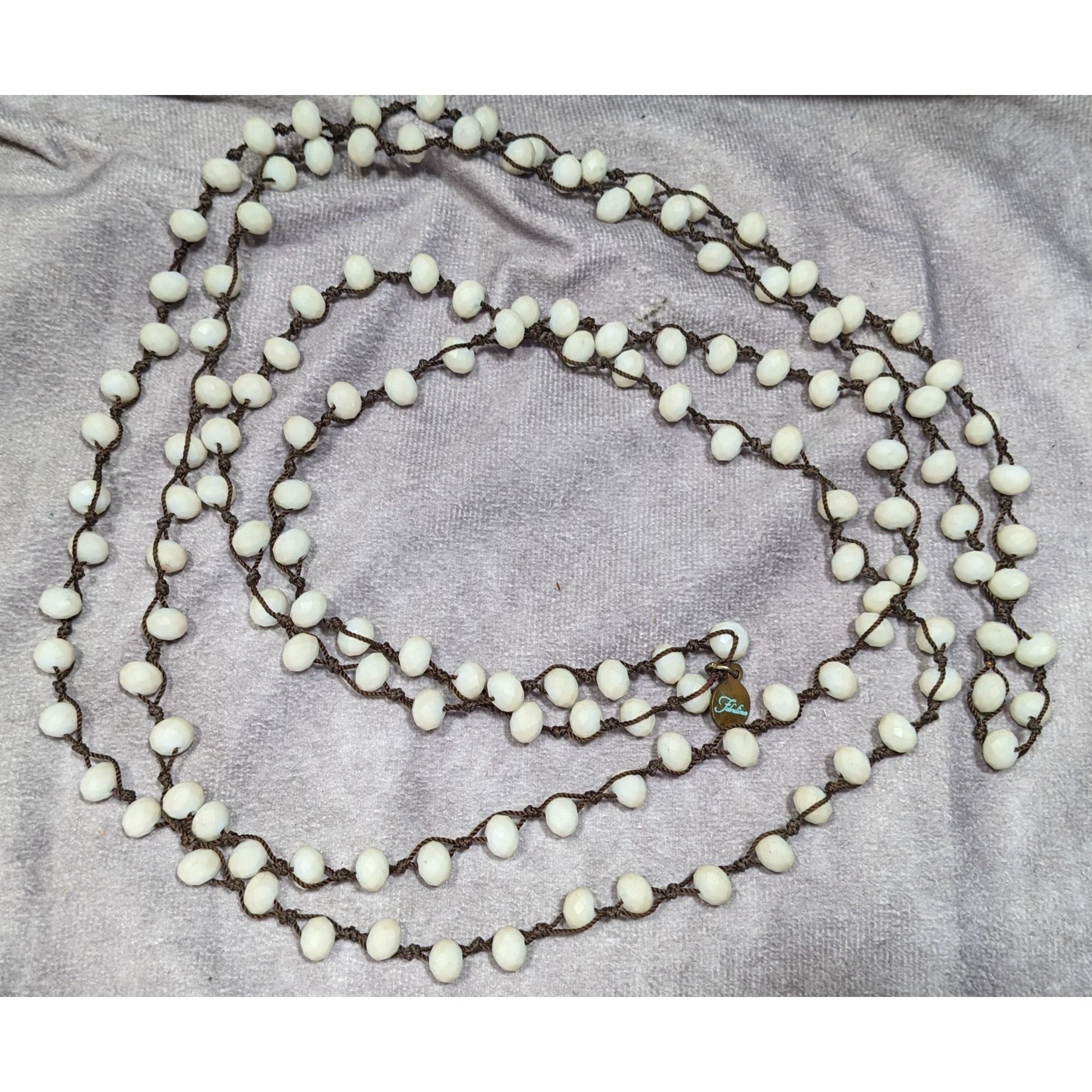 Other Fabulina White Faceted Glass Beaded Extra Long Necklace Size ONE SIZE - 5 Thumbnail