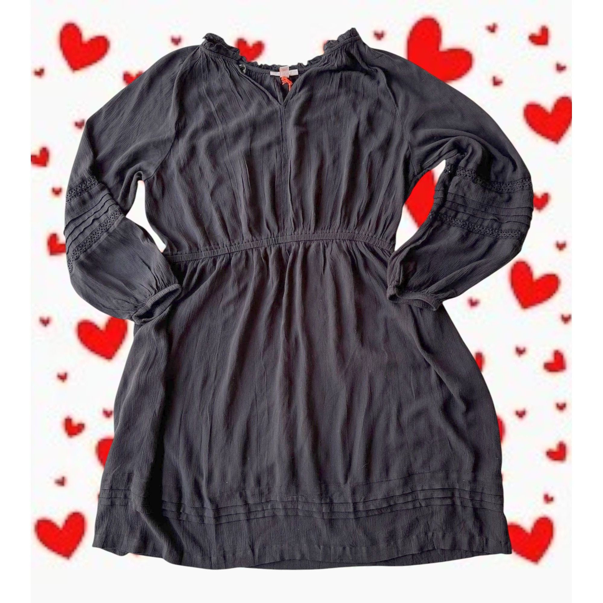 Other Knox Rose Black Dress XL Tiered Layered Long Sleeves Stretch Size XL / US 12-14 / IT 48-50 - 3 Thumbnail