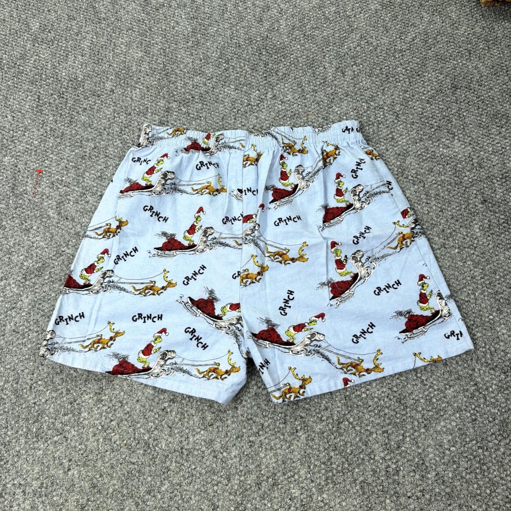 Vintage Dr Seuss Grinch Pajama Shorts Mens Large Blue Christmas Sleep Lounge Boxers Size US 33 - 7 Thumbnail