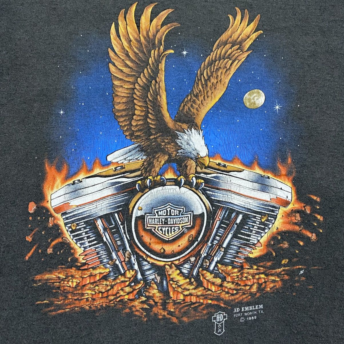 Harley Davidson Rare‼️🔥Vintage 3D Emblem Harley Davidson Eagle Engine T-Shirt Size US M / EU 48-50 / 2 - 8 Thumbnail