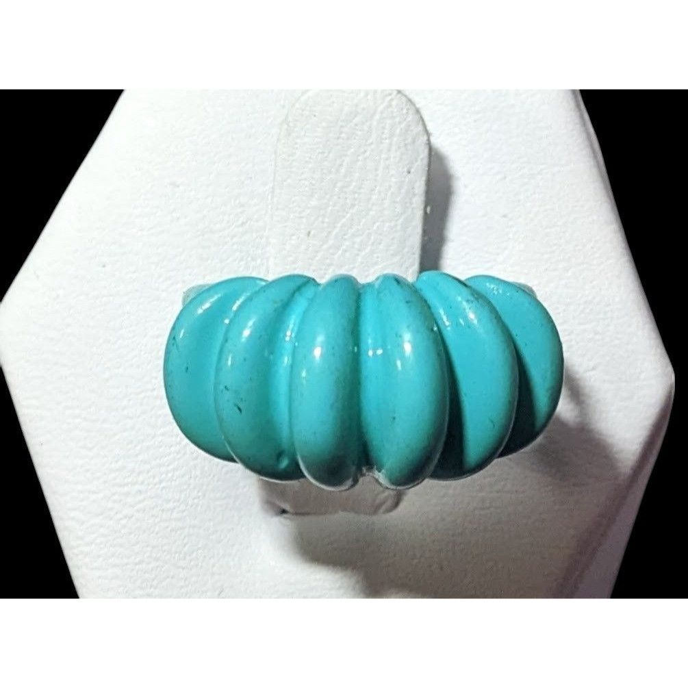 Other Mermaidcore Blue Scalloped Metal Enamel Coated Ring Size 5 Size ONE SIZE - 1 Thumbnail
