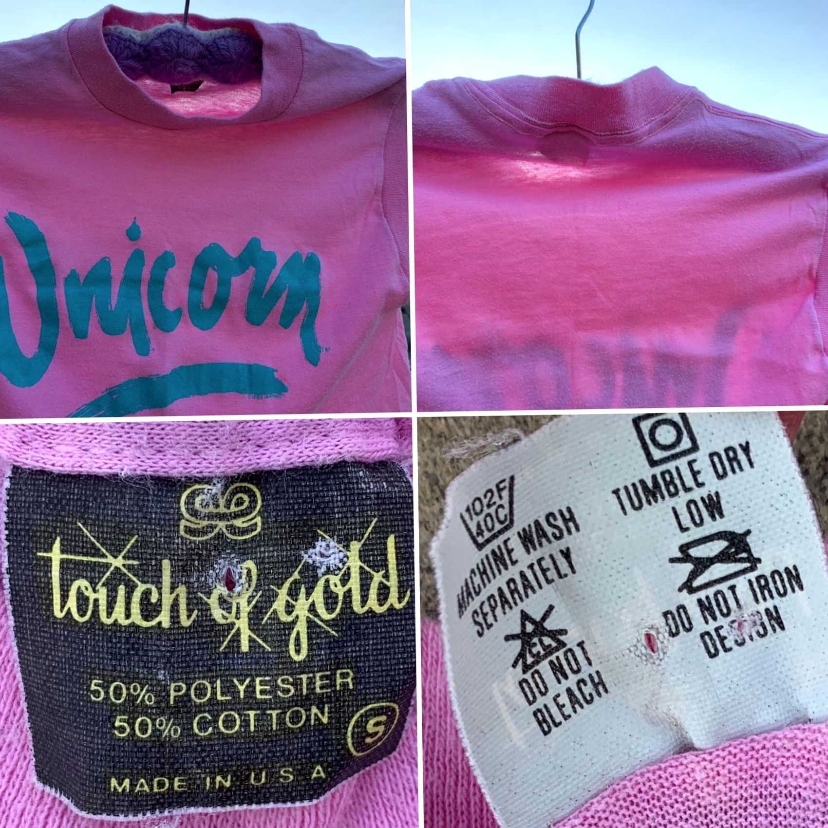 Vintage VINTAGE Unicorn Sleeveless Crop Top Muscle Tee T Shirt S 70s 80s Pink Touch Of Gold Regular Short Sleeve Shirt Womens Size S / US 4 / IT 40 - 3 Thumbnail