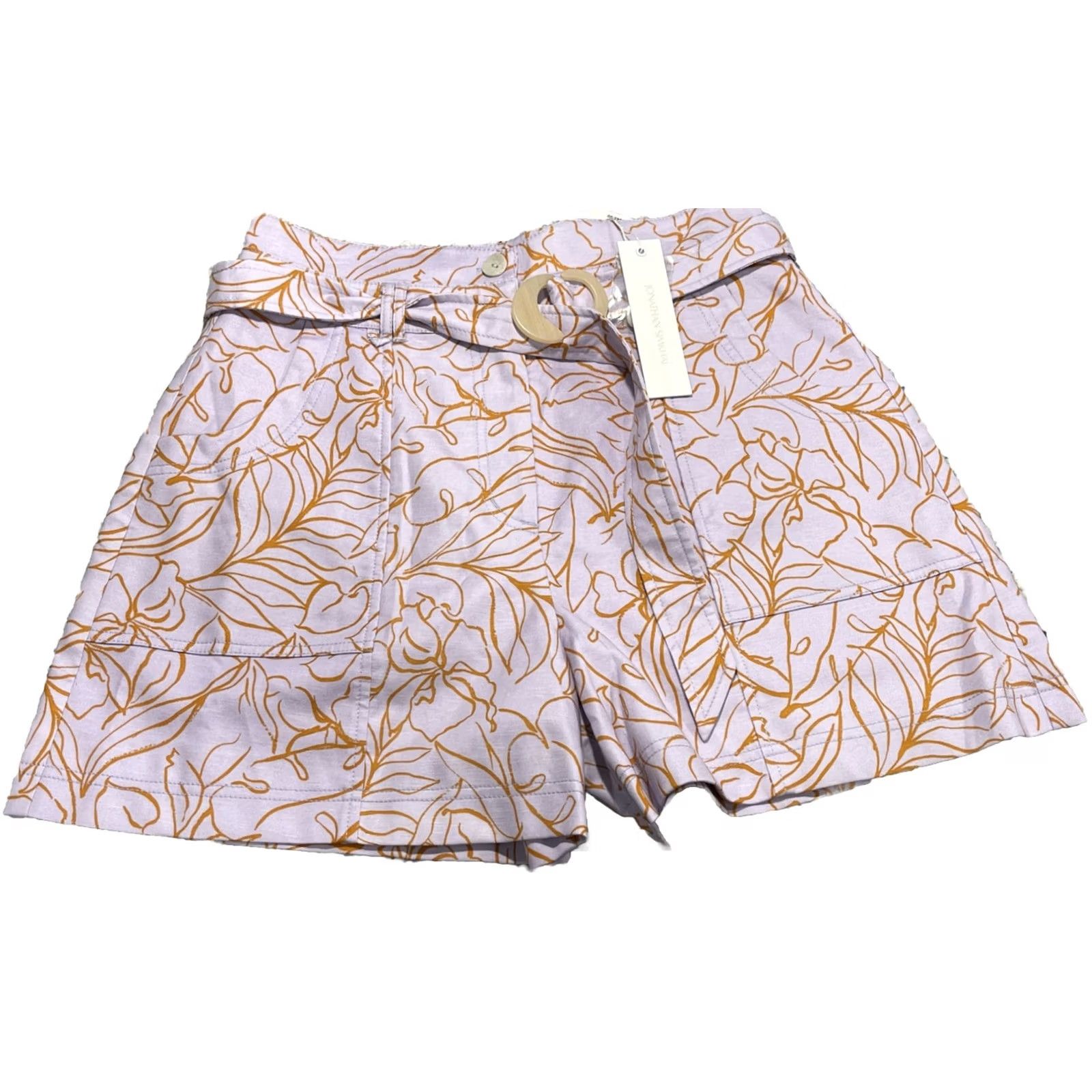 Jonathan Simkhai Jonathan Simkhai Tropical Floral Wide-Leg Shorts Size 6 Belted Lupine Multicolor Casual Shorts Summer Women Size 28" / US 6 / IT 42 - 4 Thumbnail