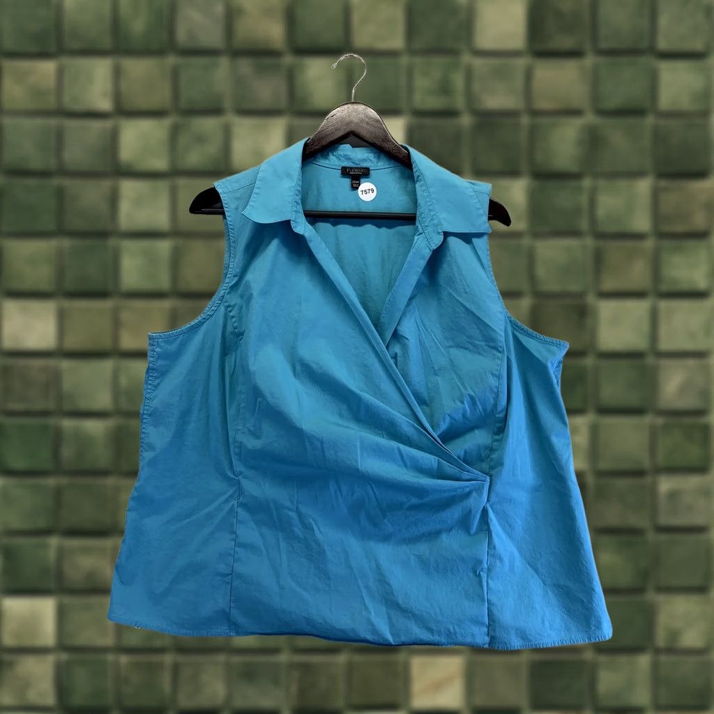 Talbots Talbots Tank Blue V Neck ZIP Side Petites Womens 22-7579 Sleeveless Cotton Spandex Basic Casual Shirt Women Size 3XL / US 20-22 - 1 Thumbnail