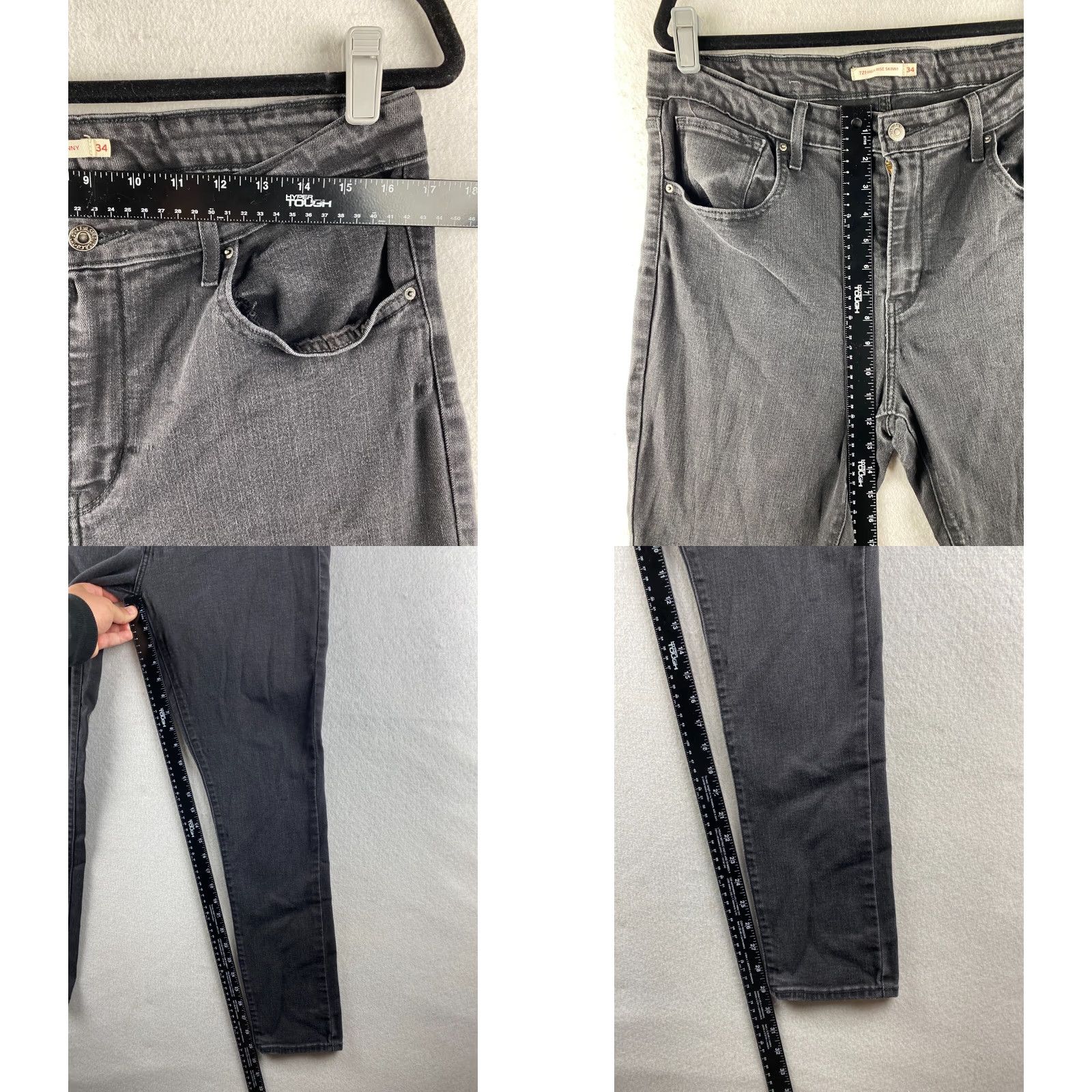 Levi's Levis Jeans Women's 34 Black 721 High Rise Skinny Stretch Denim Dark Wash Casual Size 24" / US 00 / IT 34 - 8 Thumbnail