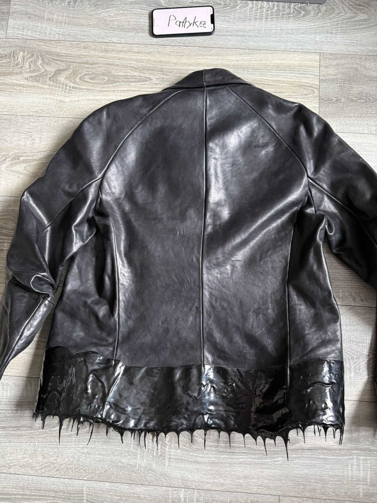 Carol Christian Poell Drip Scarstitch Leather Jacket Black