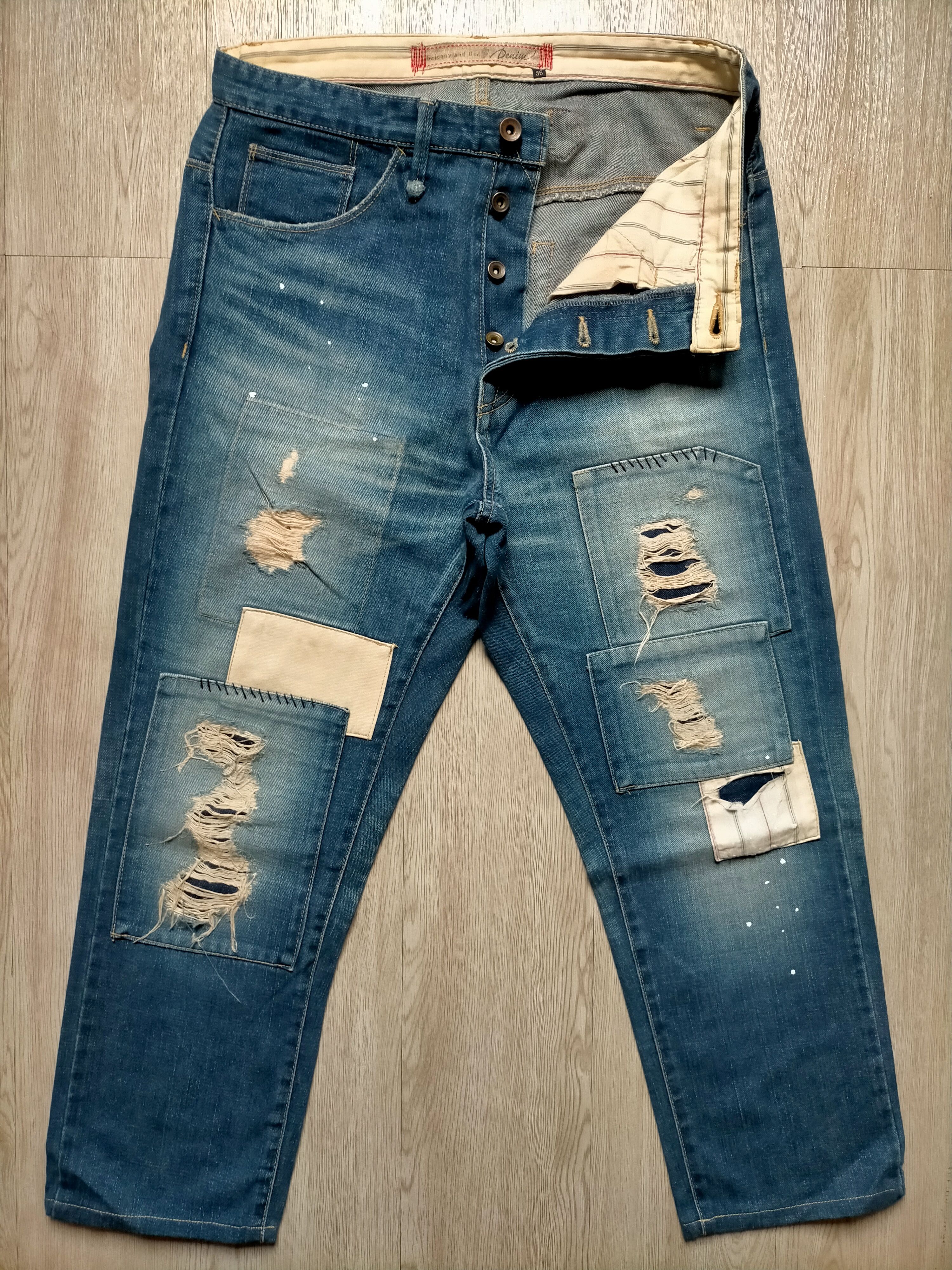 Hysteric Glamour Japanese Patchwork buckle back denim pants Size US 32 / EU 48 - 3 Thumbnail