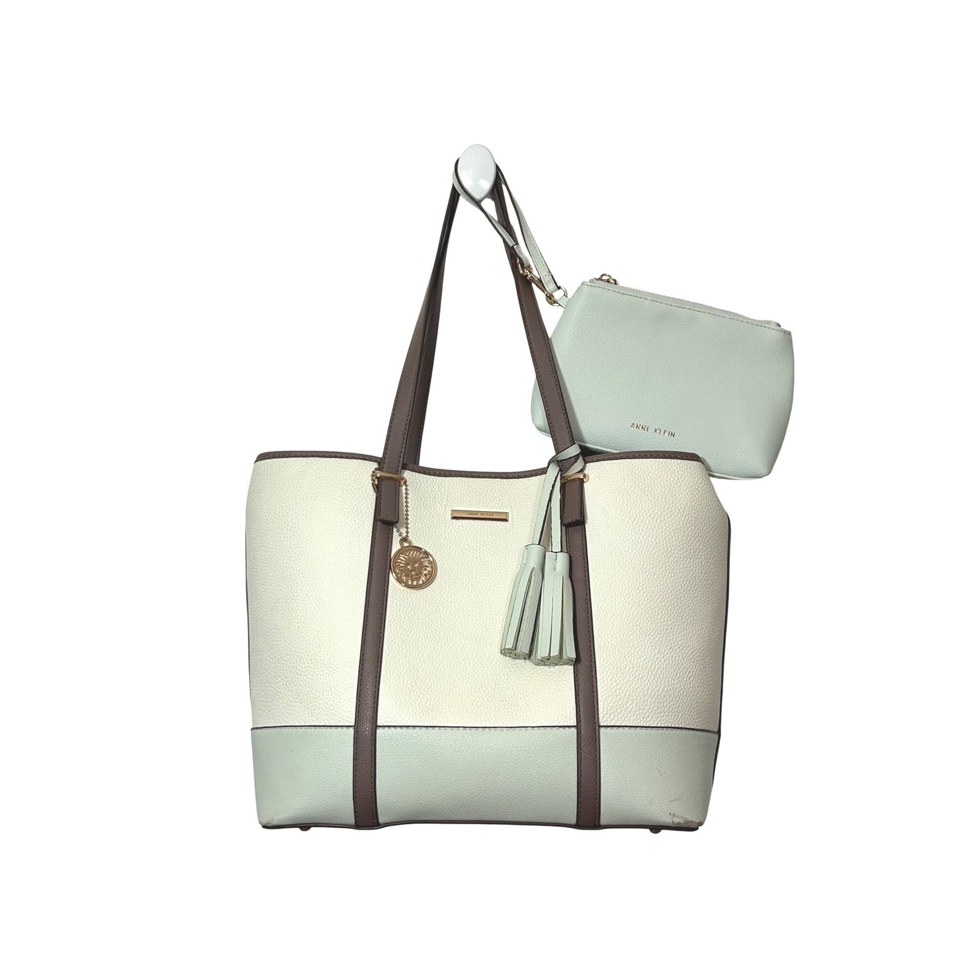Anne Klein Anne Klein Tote Bag, Wristlet Cream Green Brown Logo Charm D Size ONE SIZE - 1 Thumbnail