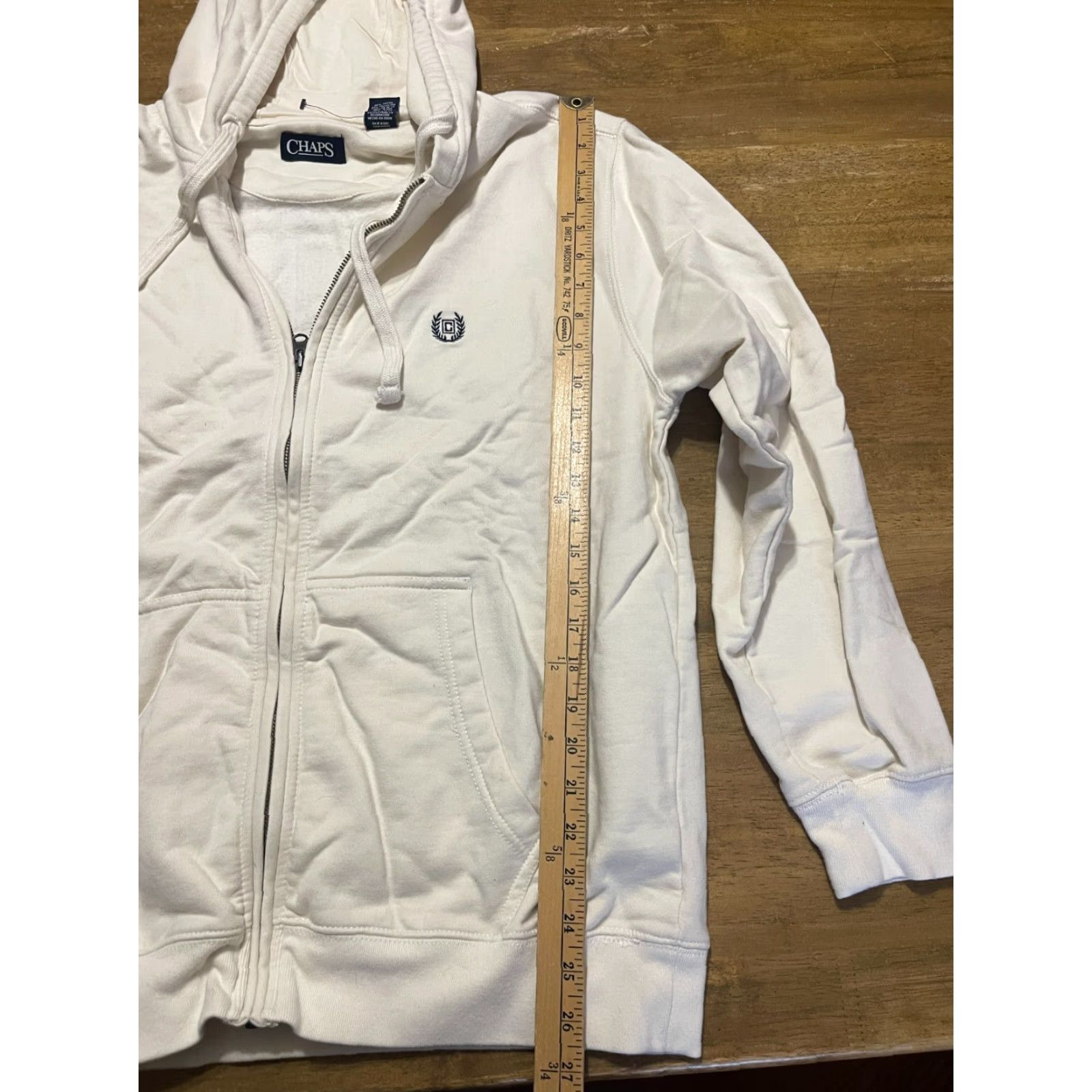 Chaps Chaps Hoodie Womens Large Ivory Full Zip Logo Drawstring Embroidered Size L / US 10 / IT 46 - 7 Thumbnail