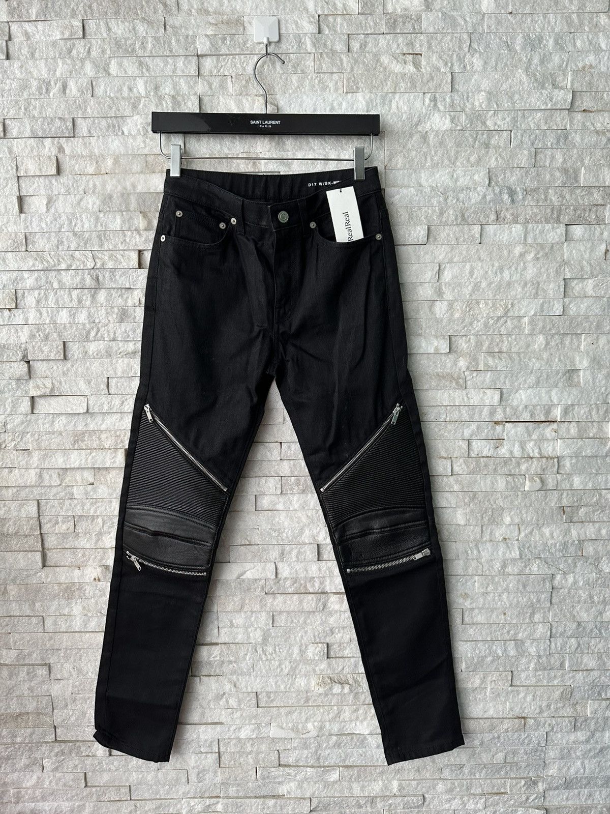 Saint Laurent Paris Saint Laurent 2016 Hedi Biker leather panel jeans Size US 28 / EU 44 - 1 Thumbnail