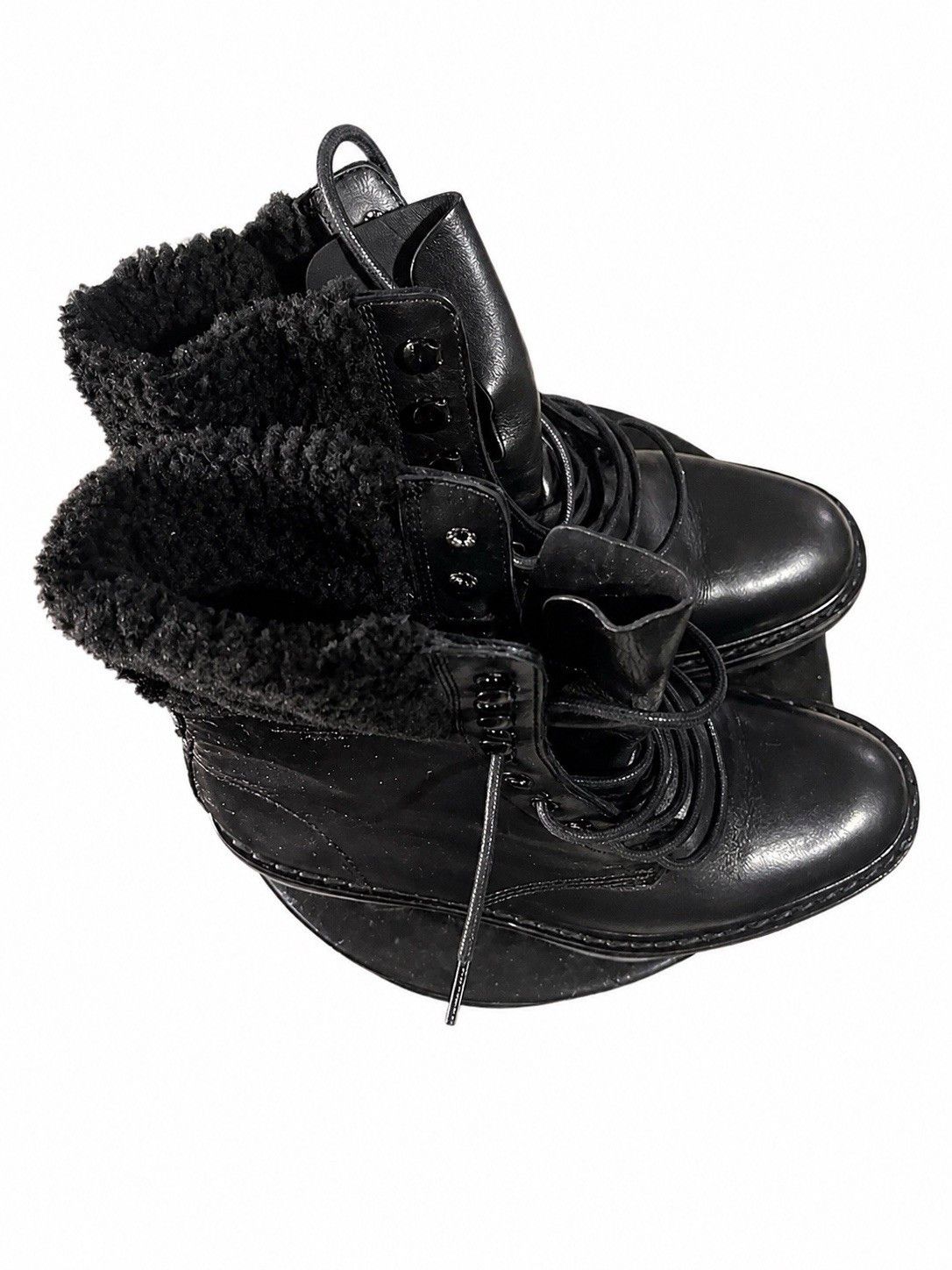Saint Laurent Paris Saint Laurent Black Shearling Combat Boots Mid-Calf SZ41 Size US 8 / EU 41 - 7 Thumbnail