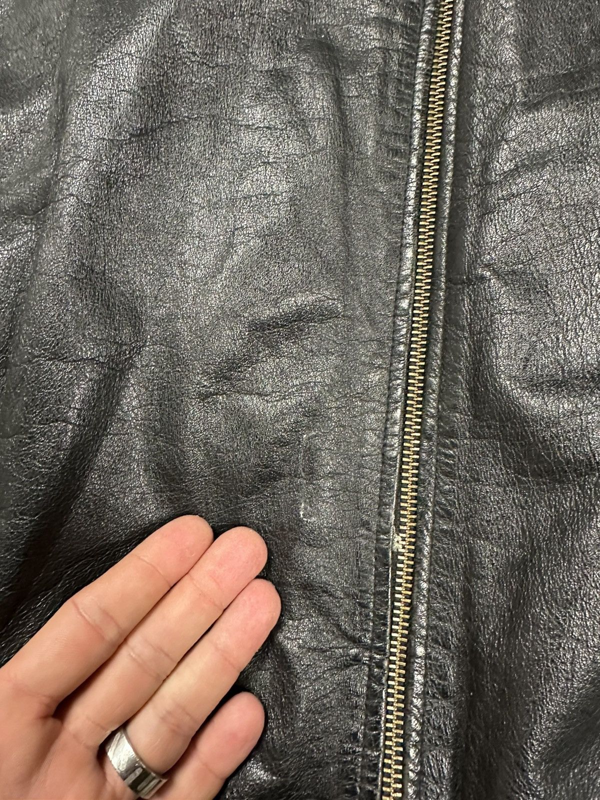 Genuine Leather × Vintage Vintage Y2K MA1 Leather Military Bomber Jacket Flyers Size US XL / EU 56 / 4 - 13 Thumbnail