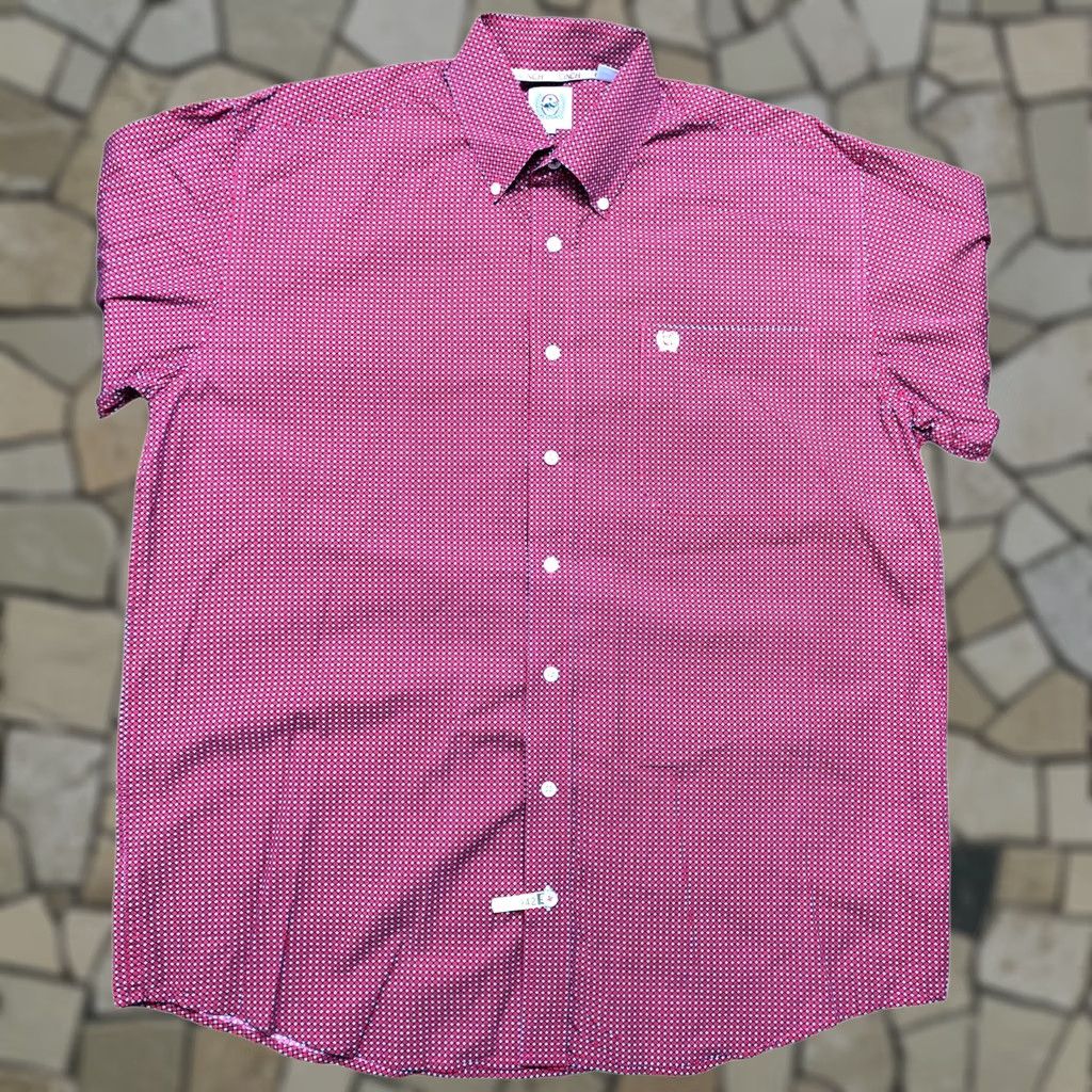 Vintage Cinch Red Geometric Print Long Sleeve Button Down Shirt Pocket Mens Medium Size US M / EU 48-50 / 2 - 1 Thumbnail