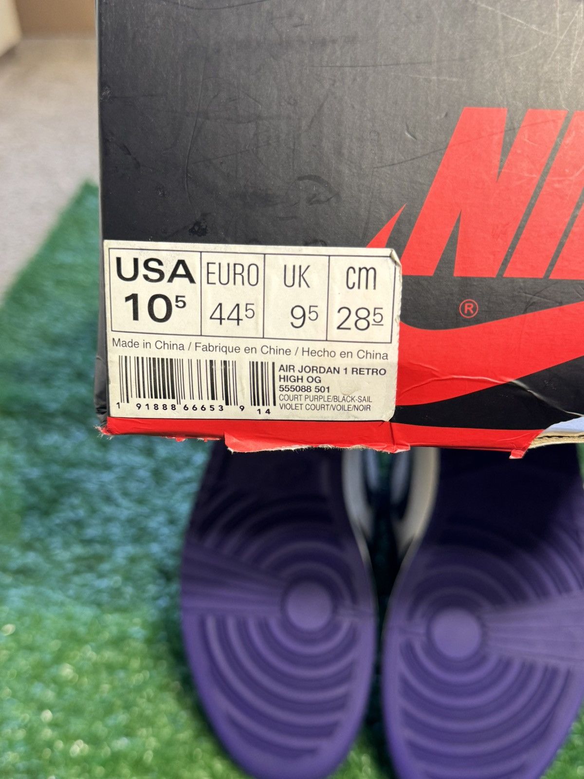 Jordan 1 Court Purple Size 10.5