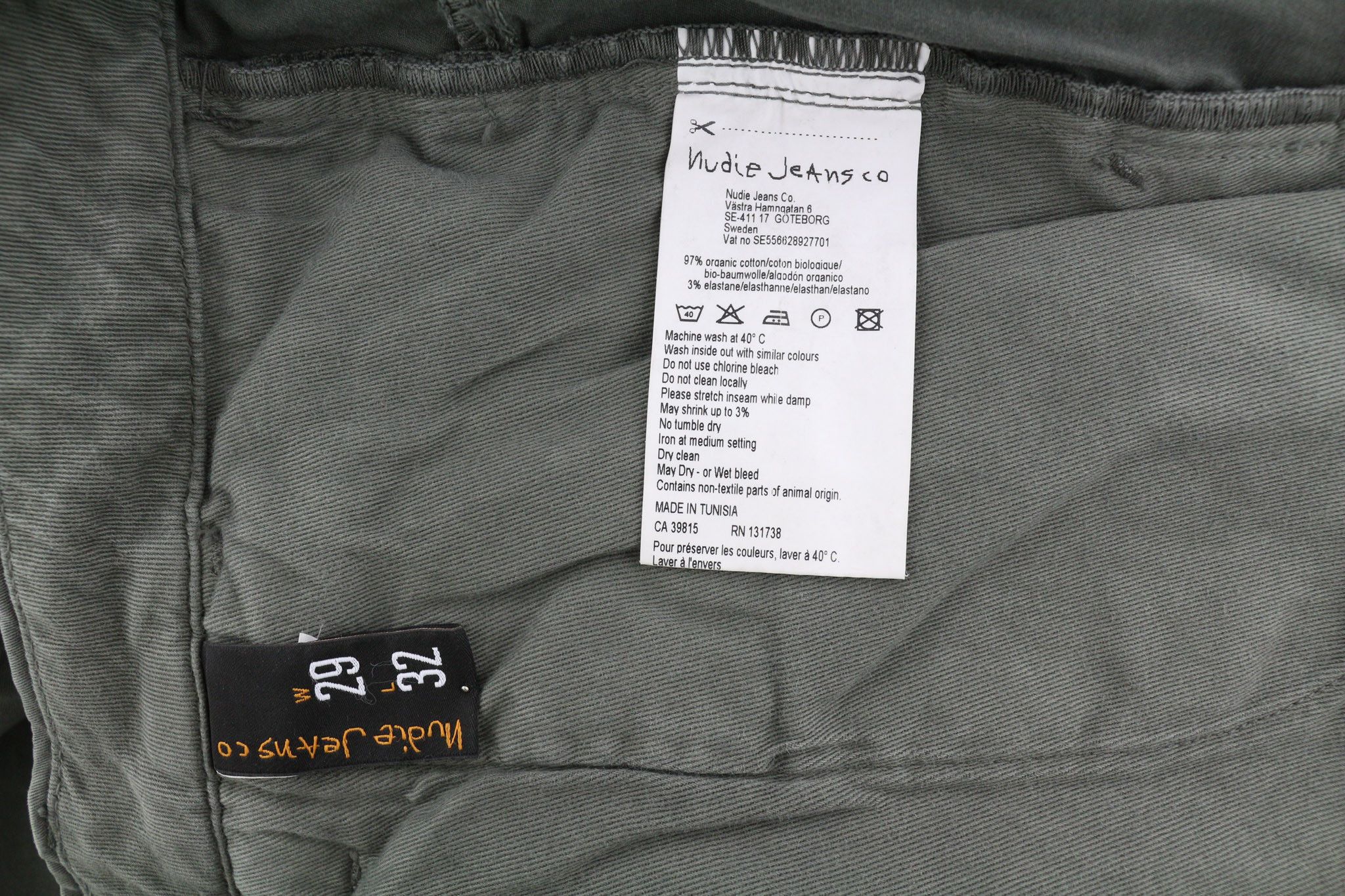 Nudie Jeans KHAKI SLIM W29/L32 Shadow Wash Organic Chino 82563 Size US 29 - 6 Thumbnail