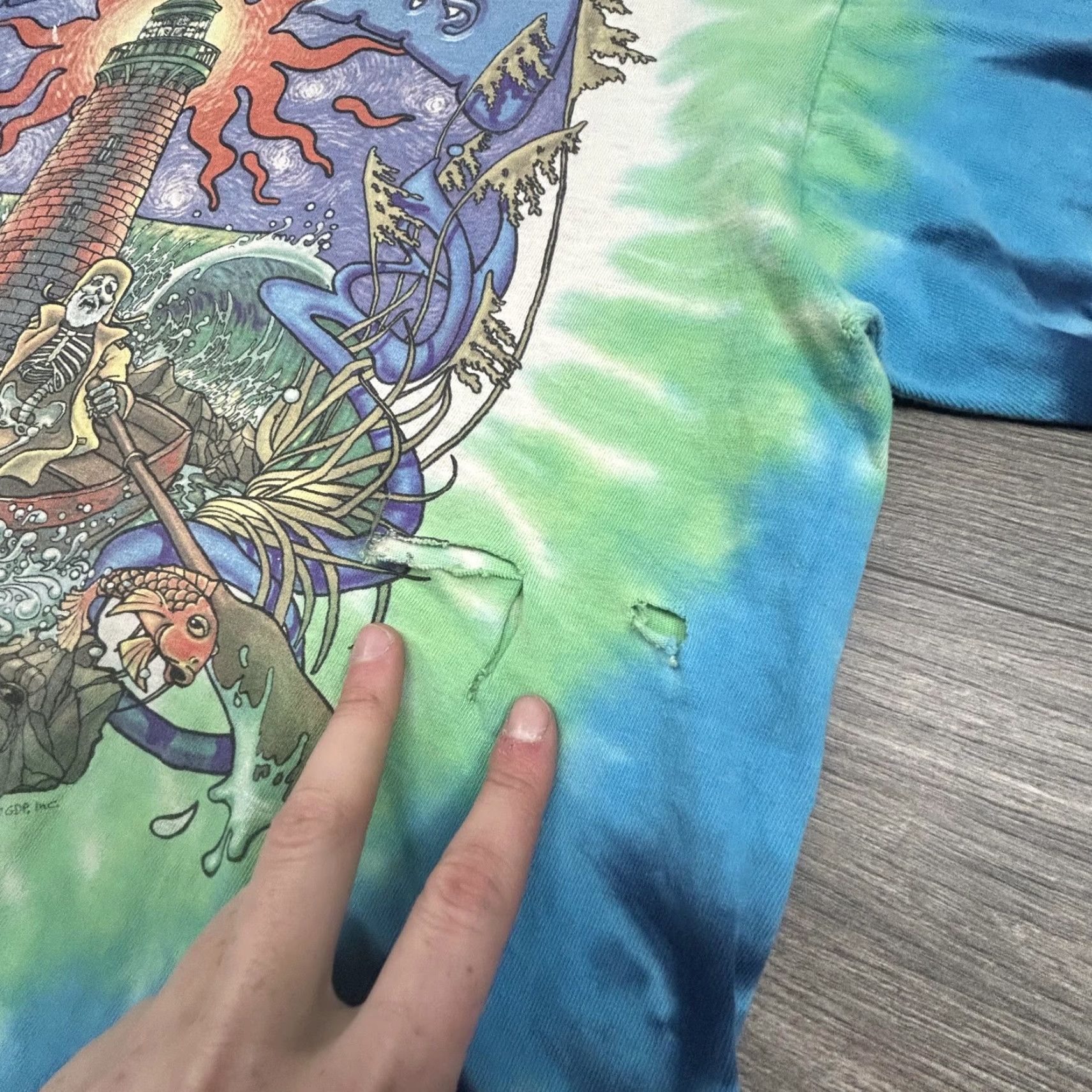 Liquid Blue Vintage Grateful Dead Shirt Mens XL Tie Dye Lighthouse Skeleton 2000 GDP Ocean Shirt Size US XL / EU 56 / 4 - 4 Thumbnail