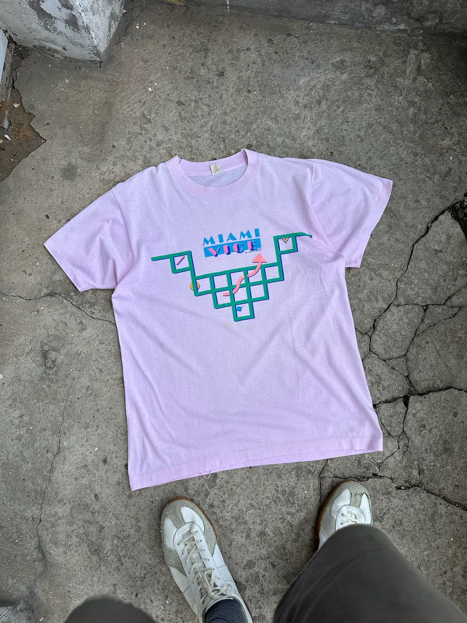 Vintage Vintage 1984 Miami Vice Blue Shirt Single Stitch Movie Promo Size US M / EU 48-50 / 2 - 2 Thumbnail