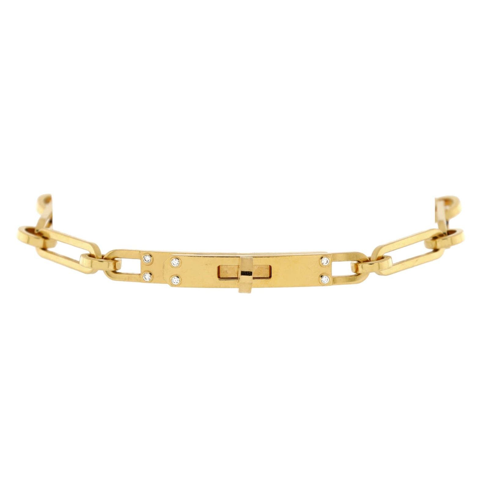 image of Hermes Kelly Chaine Bracelet 18K Yellow Gold With Diamonds Small, Women's