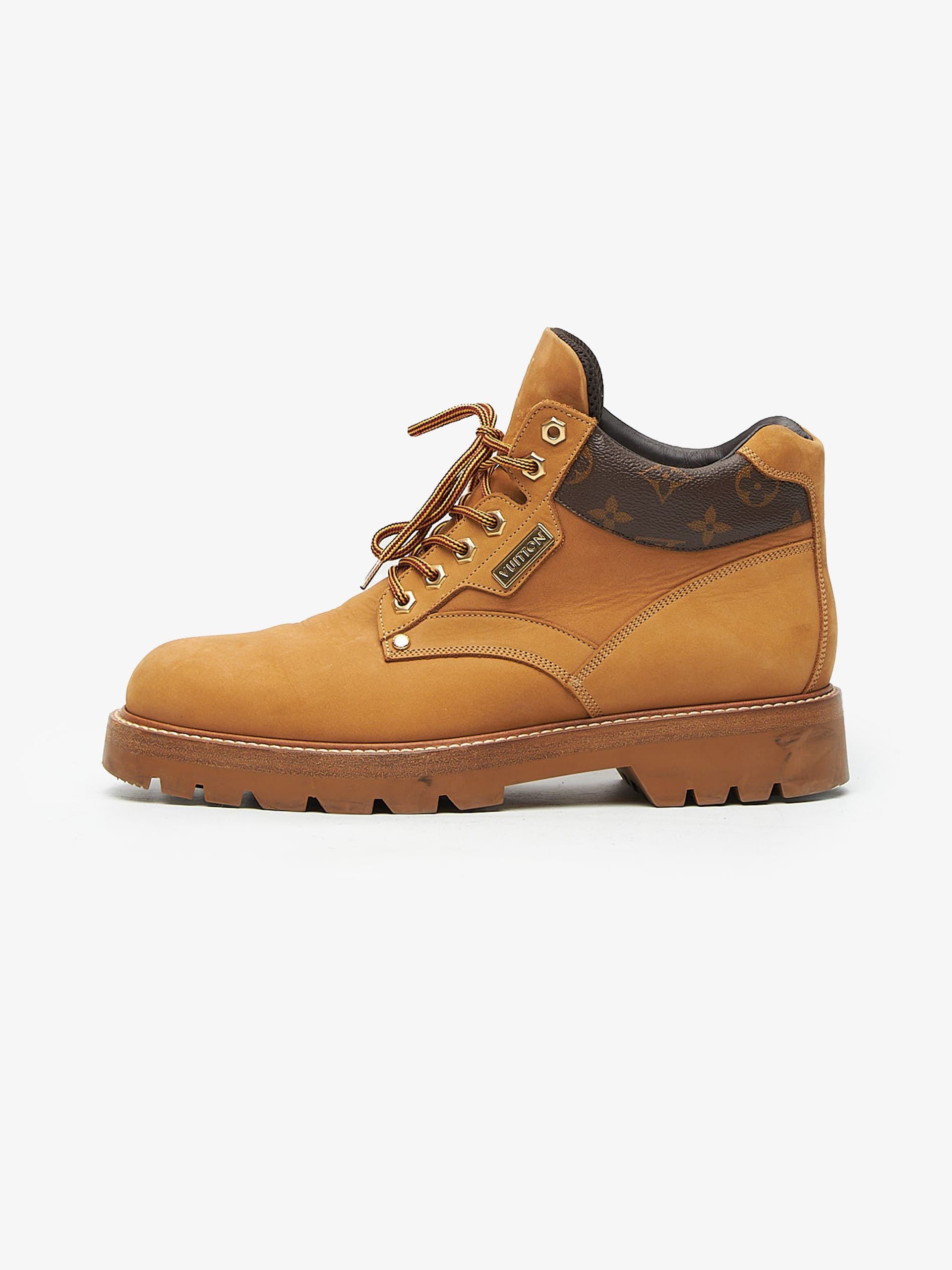 image of Louis Vuitton Brown Suede Lace Up Monogram Boots, Men's (Size 9)