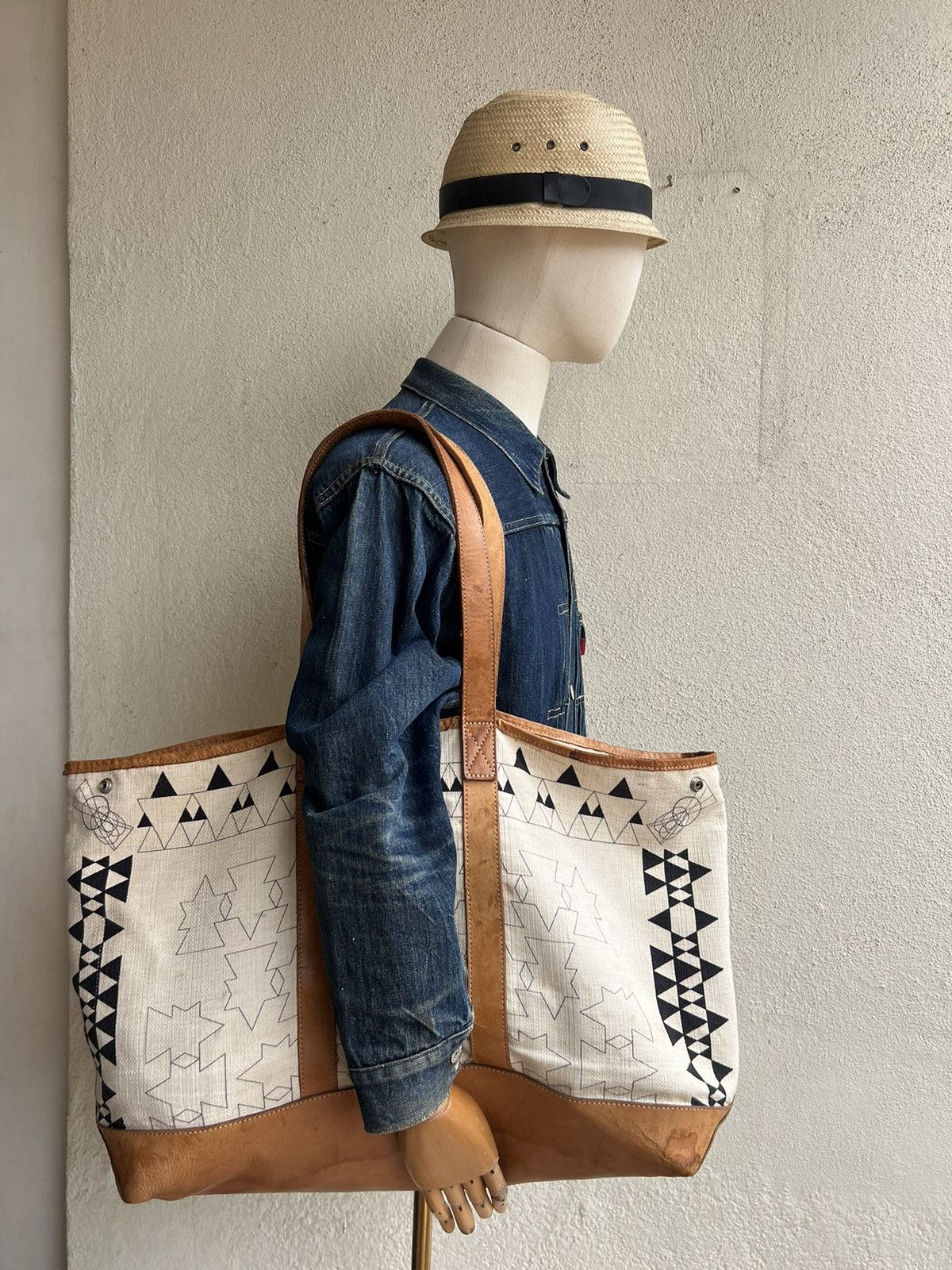 Tinydinosaur Japan Distress Patina Leather Big Tote Bag