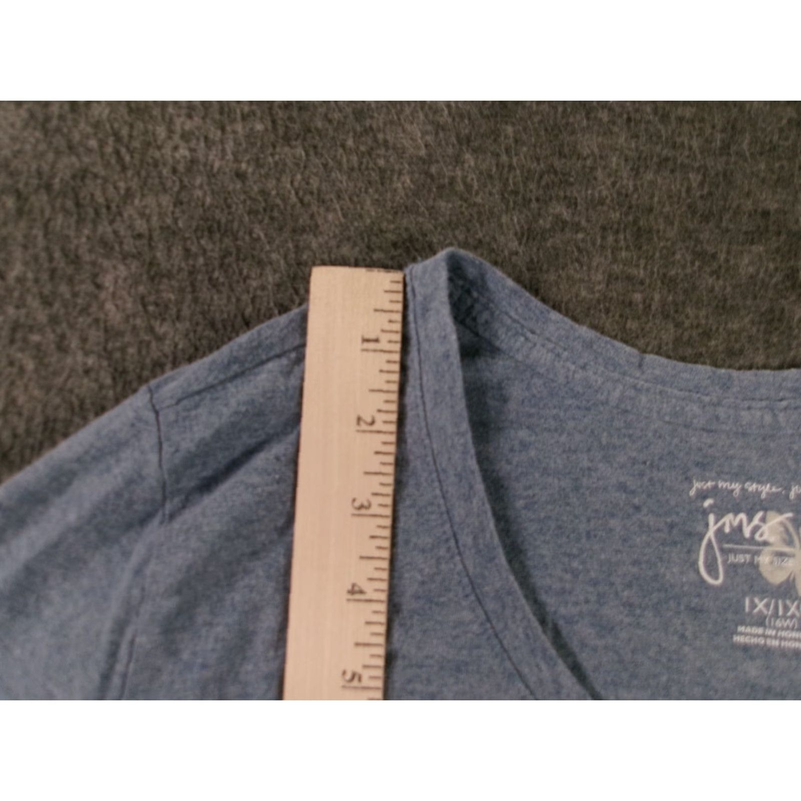Vintage Just My Size Top Women 1X Heather Blue Soft Casual Base Layer Capsule Classic Shirt Long Sleeve V-Neck Womens Size XL / US 12-14 / IT 48-50 - 4 Thumbnail