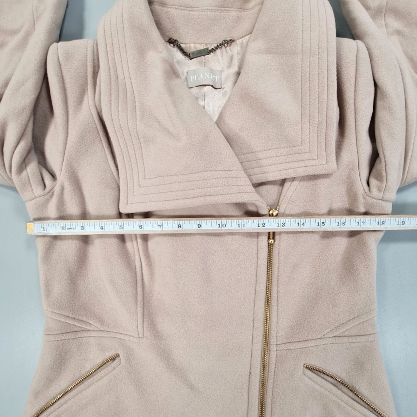 Vintage PLANET Coat Womens Beige 10 UK Wool Cashmere Full Zip Size L / US 10 / IT 46 - 5 Thumbnail